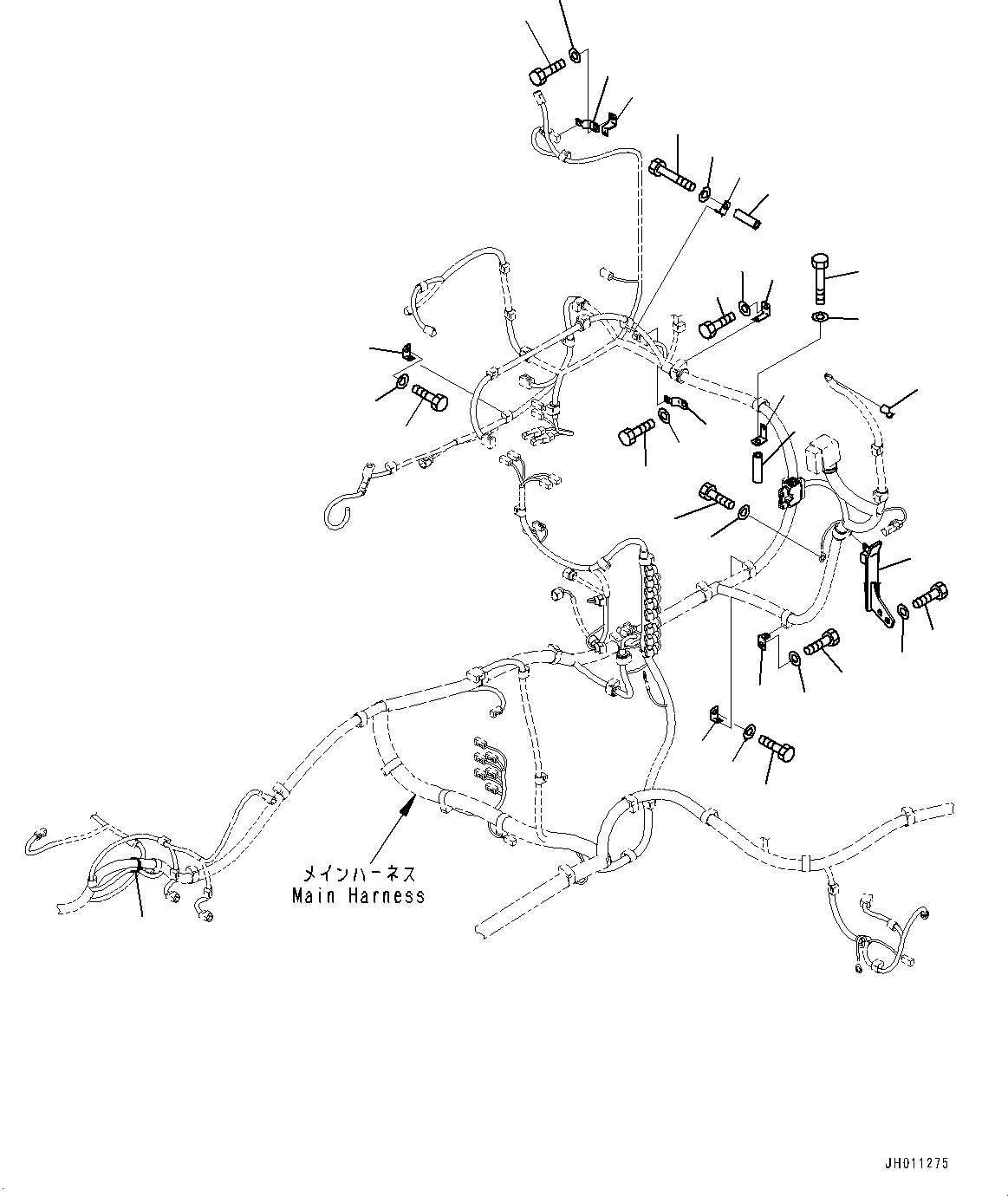Komatsu parts book diagram for HB215LC-2 S/N 50001-UP: ELECTRIC WIRING HARNESS, MAIN WIRING HARNESS CLAMP (3/3)