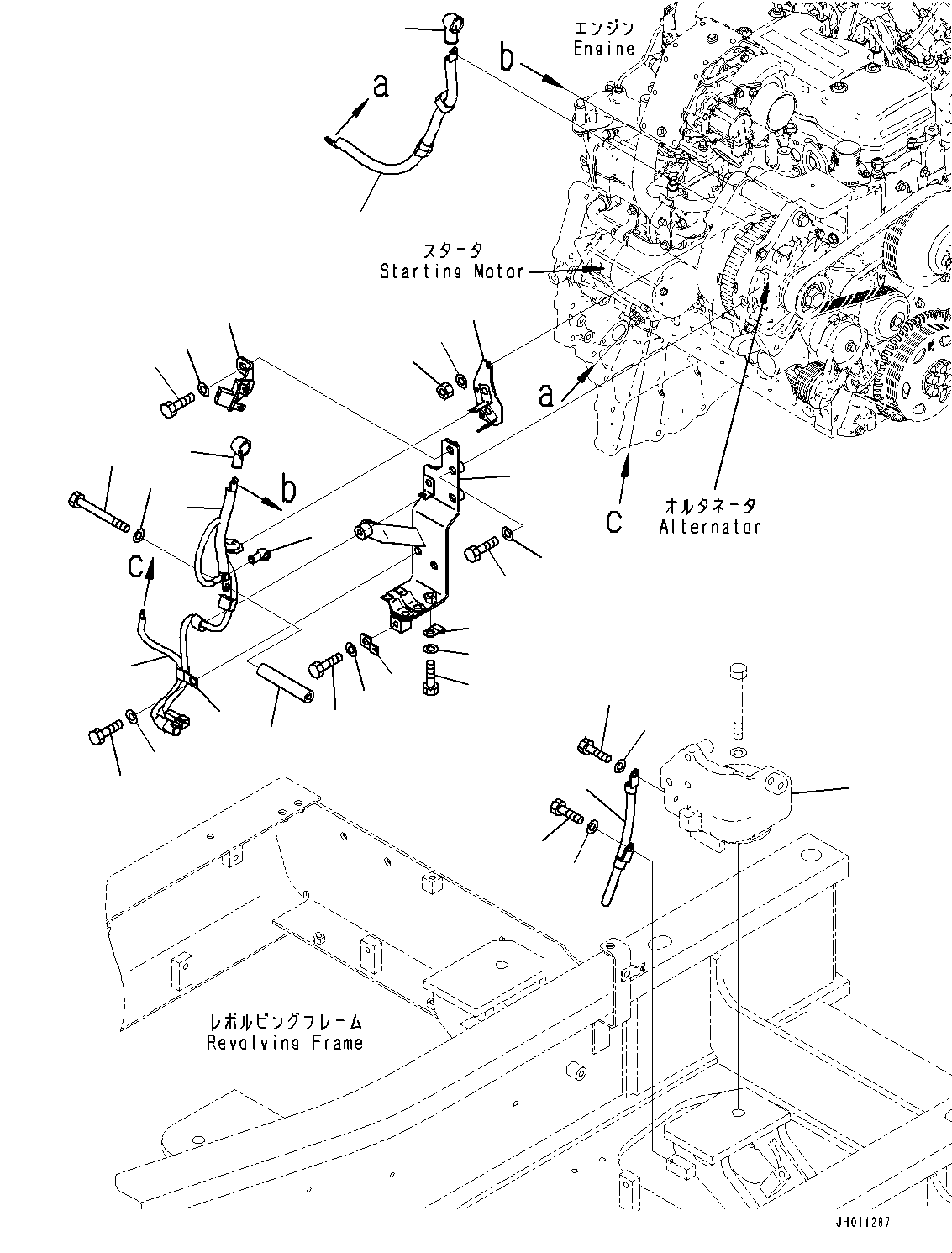 Komatsu parts book diagram for HB215LC-2 S/N 50001-UP: ELECTRIC WIRING HARNESS, ENGINE WIRING HARNESS