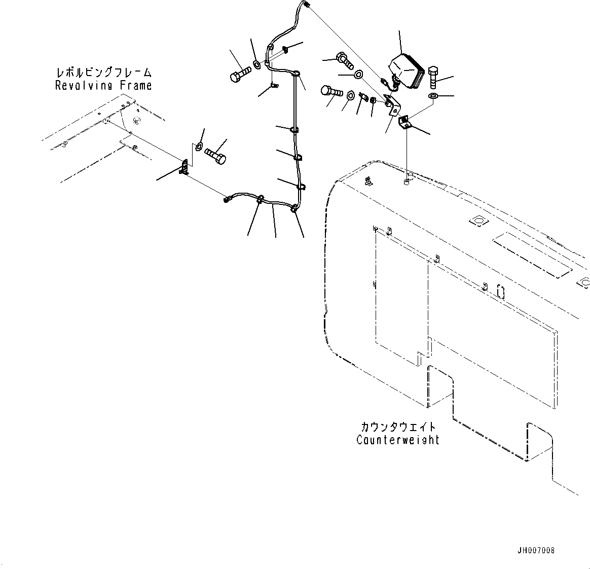 Komatsu parts book diagram for HB215LC-2 S/N 50001-UP: ADDITIONAL REAR WORKING LAMP, COUNTERWEIGHT