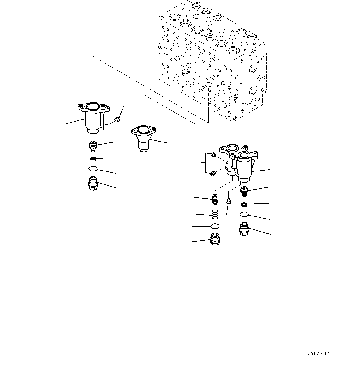Komatsu parts book diagram for HB215LC-2 S/N 50001-UP: CONTROL VALVE, 7-SPOOL (2/21)
