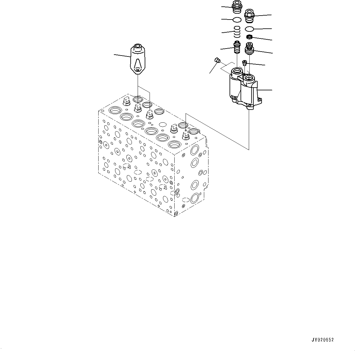 Komatsu parts book diagram for HB215LC-2 S/N 50001-UP: CONTROL VALVE, 7-SPOOL (3/21)