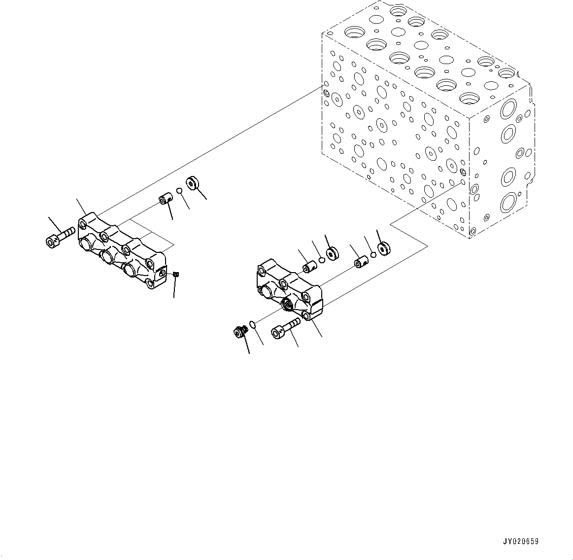 Komatsu parts book diagram for HB215LC-2 S/N 50001-UP: CONTROL VALVE, 7-SPOOL (10/21)