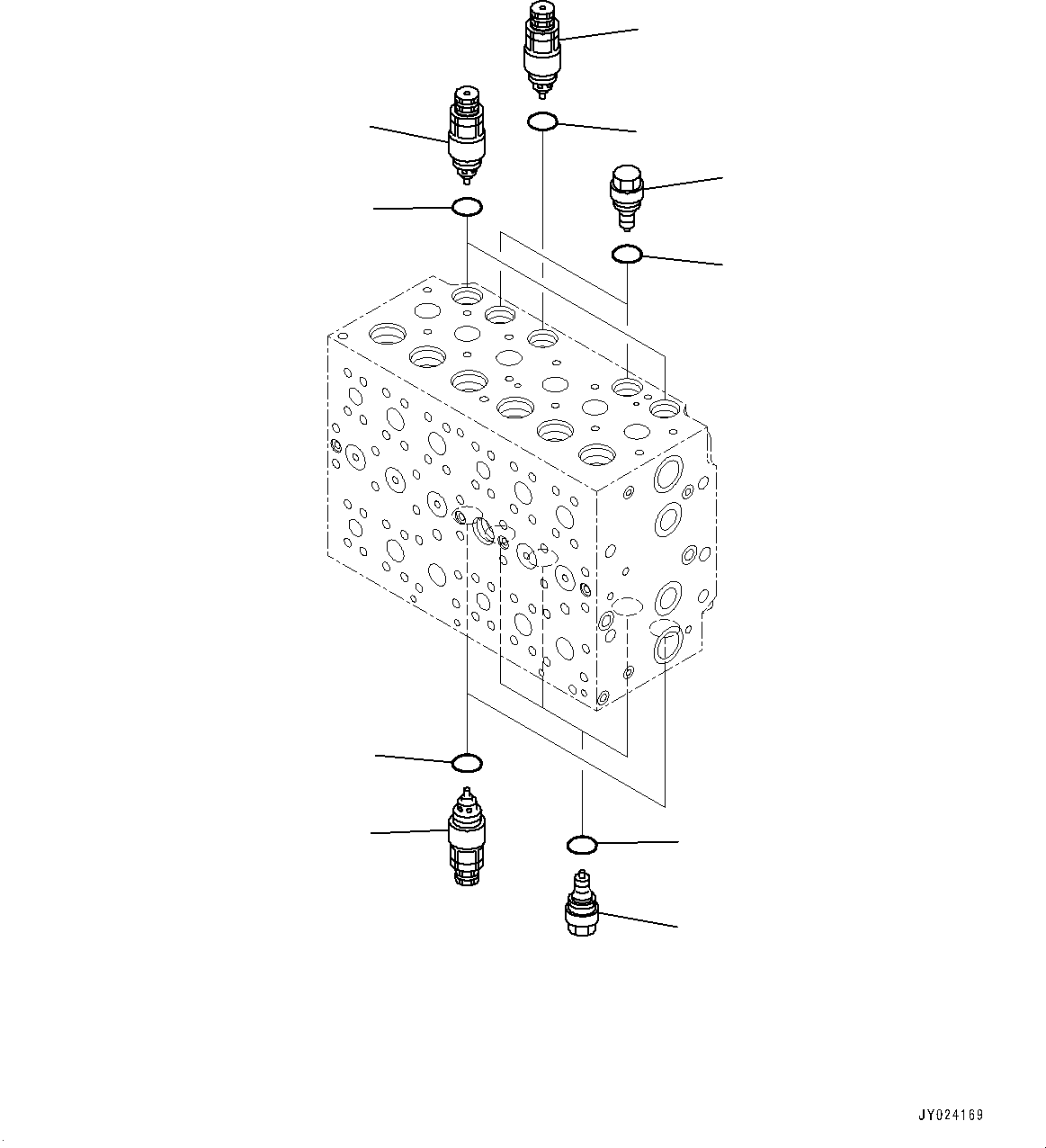 Komatsu parts book diagram for HB215LC-2 S/N 50001-UP: CONTROL VALVE, 7-SPOOL (12/21)