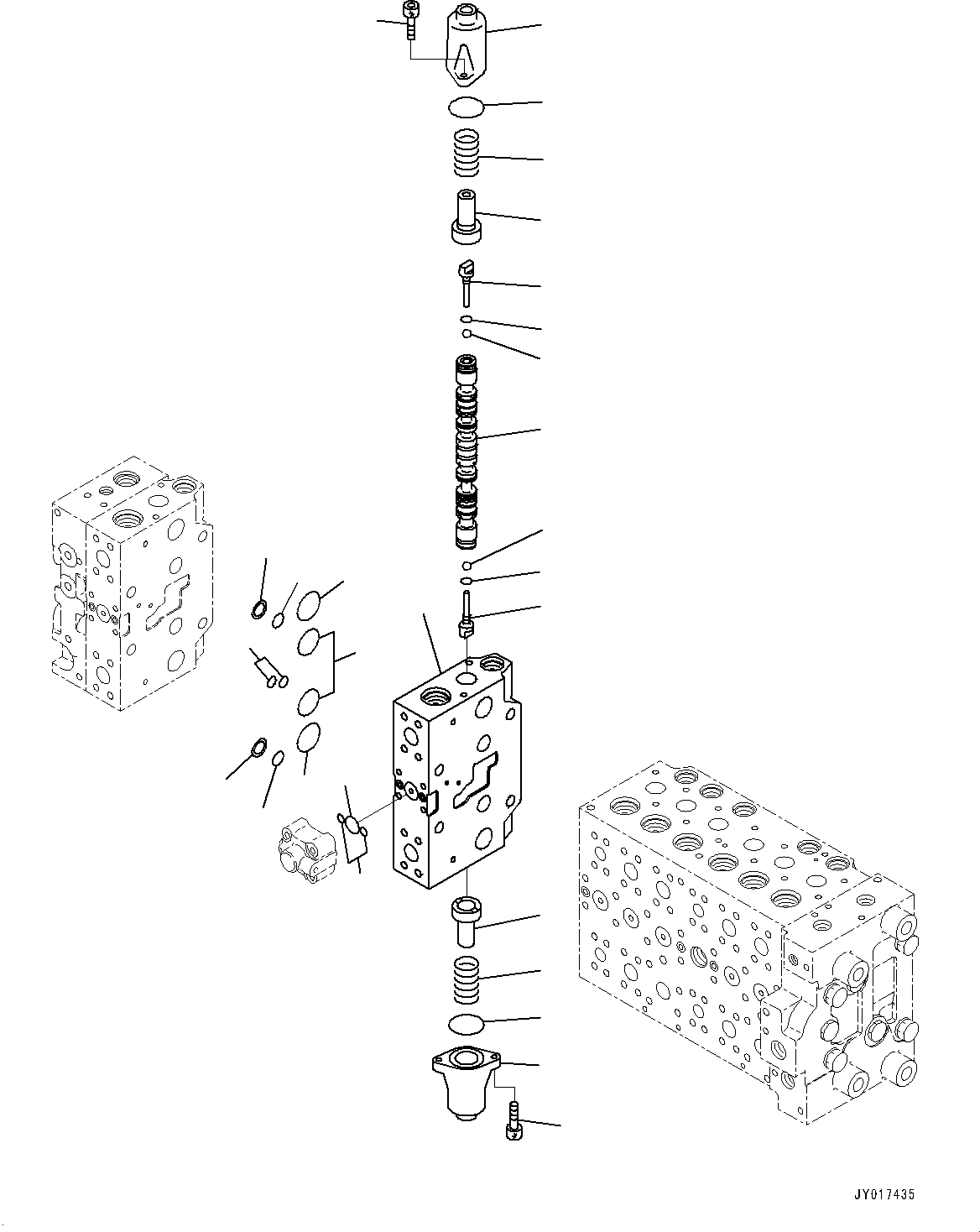 Komatsu parts book diagram for HB215LC-2 S/N 50001-UP: CONTROL VALVE, 7-SPOOL (16/21)