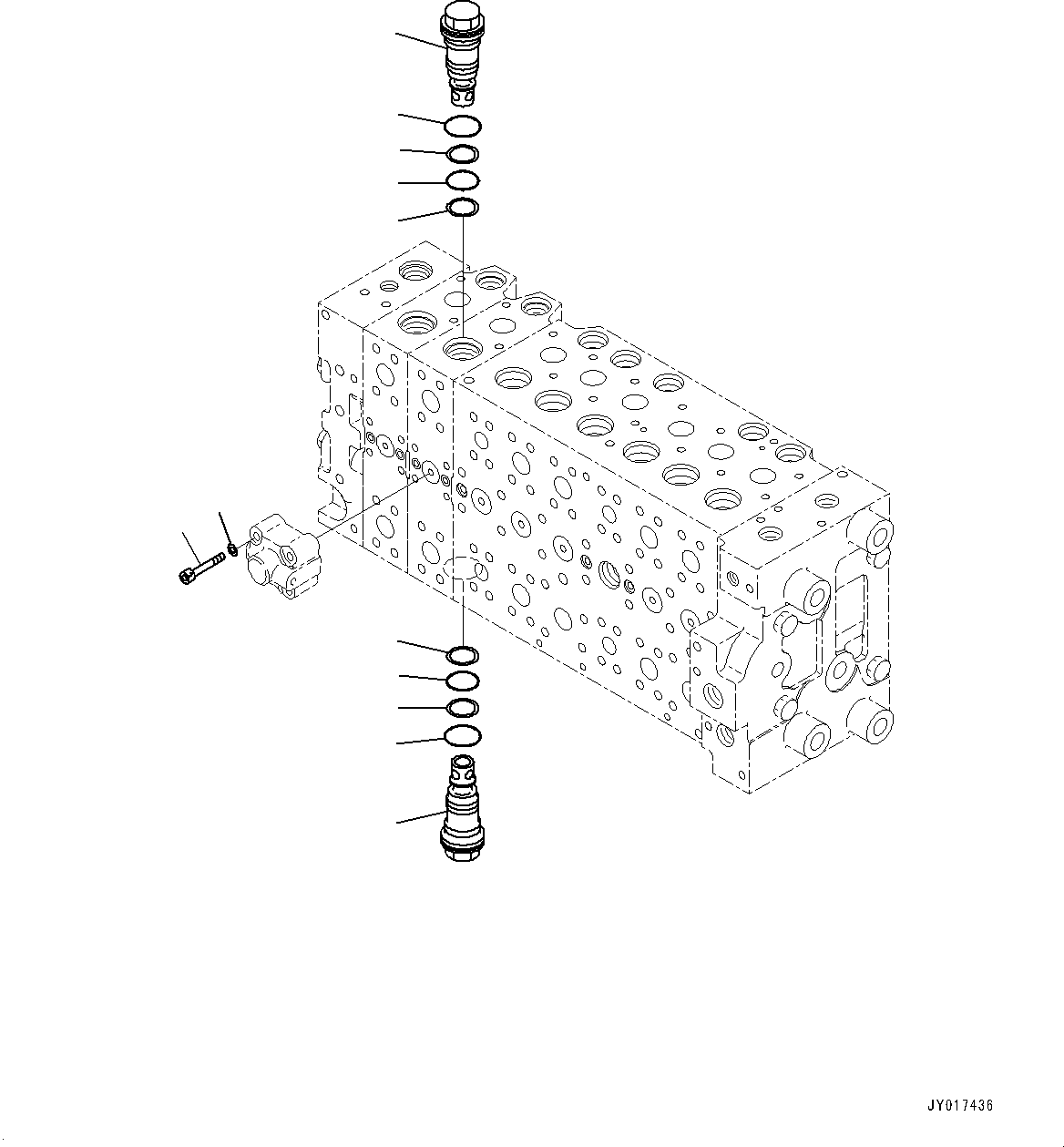 Komatsu parts book diagram for HB215LC-2 S/N 50001-UP: CONTROL VALVE, 7-SPOOL (17/21)
