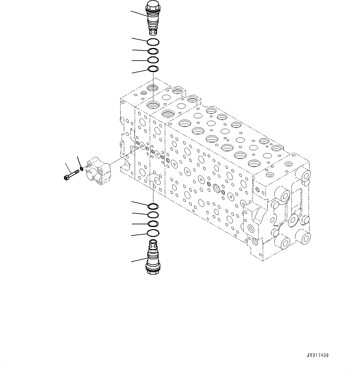 Komatsu parts book diagram for HB215LC-2 S/N 50001-UP: CONTROL VALVE, 7-SPOOL (19/21)