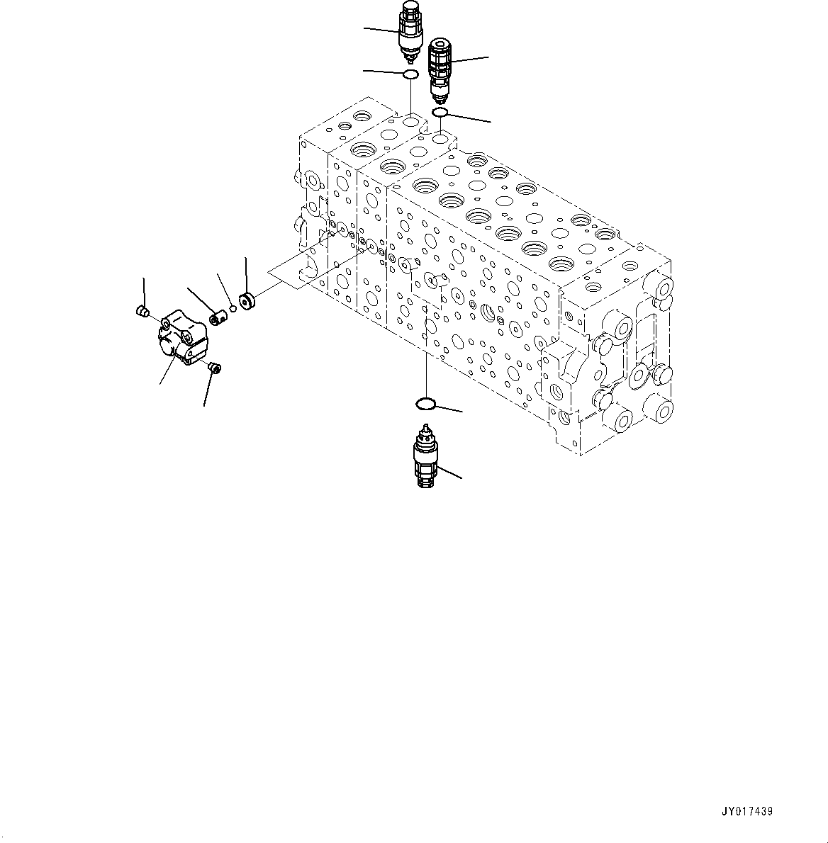 Komatsu parts book diagram for HB215LC-2 S/N 50001-UP: CONTROL VALVE, 7-SPOOL (20/21)