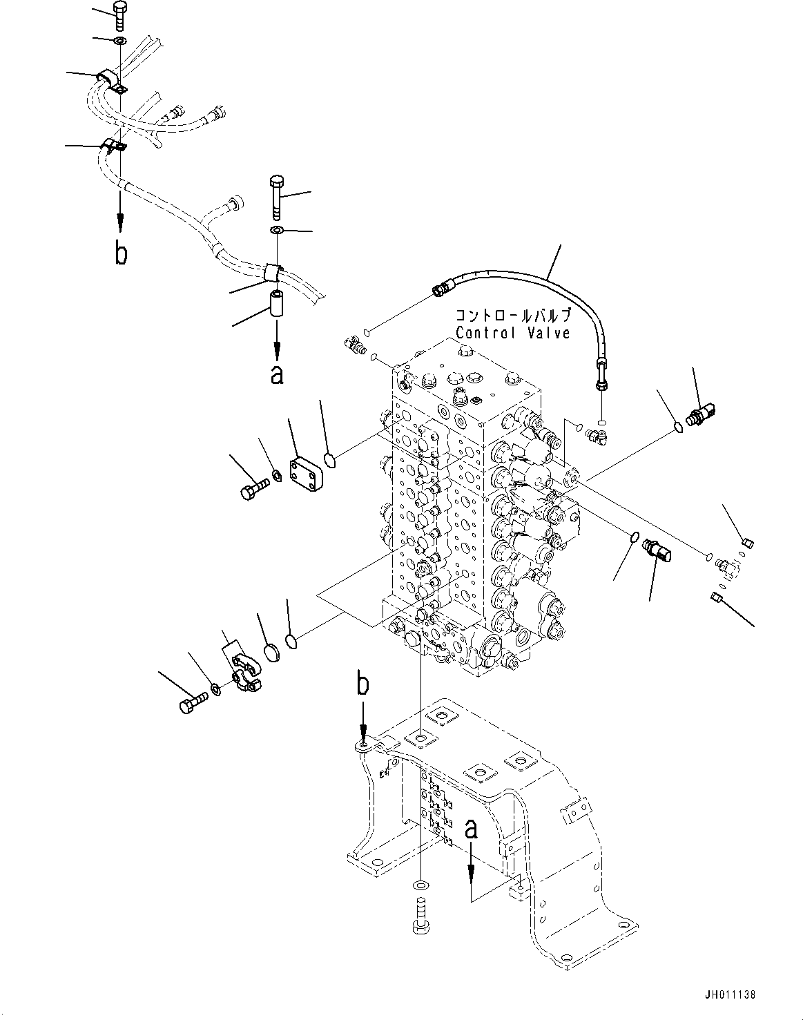 Komatsu parts book diagram for HB215LC-2 S/N 50001-UP: CONTROL VALVE, ATTACHMENT PLUG