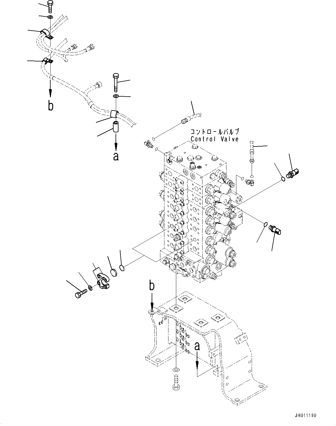 Komatsu parts book diagram for HB215LC-2 S/N 50001-UP: CONTROL VALVE, ATTACHMENT PLUG