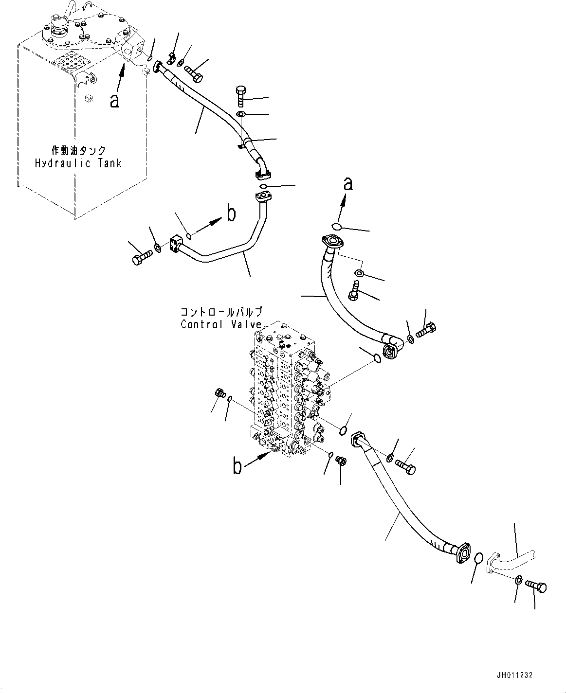 Komatsu parts book diagram for HB215LC-2 S/N 50001-UP: RETURN PIPING