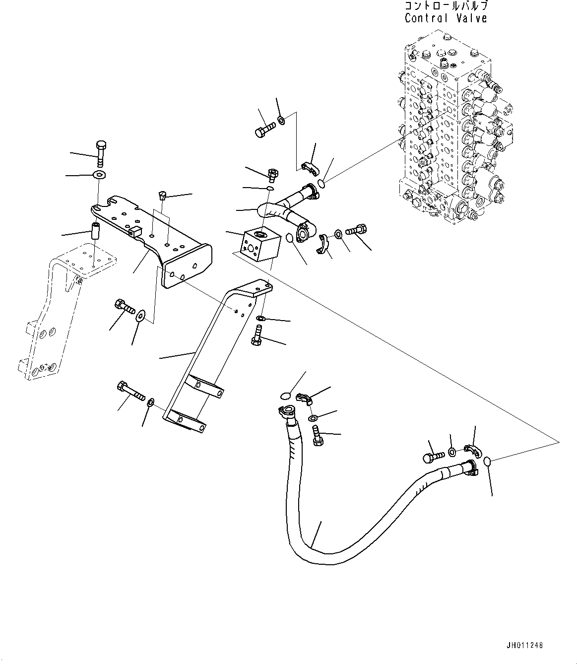Komatsu parts book diagram for HB215LC-2 S/N 50001-UP: ATTACHMENT ADDITIONAL PIPING, MAIN PIPING, L.H.