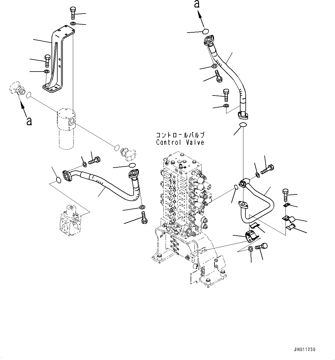 Komatsu parts book diagram for HB215LC-2 S/N 50001-UP: ATTACHMENT ADDITIONAL PIPING, RETURN PIPING