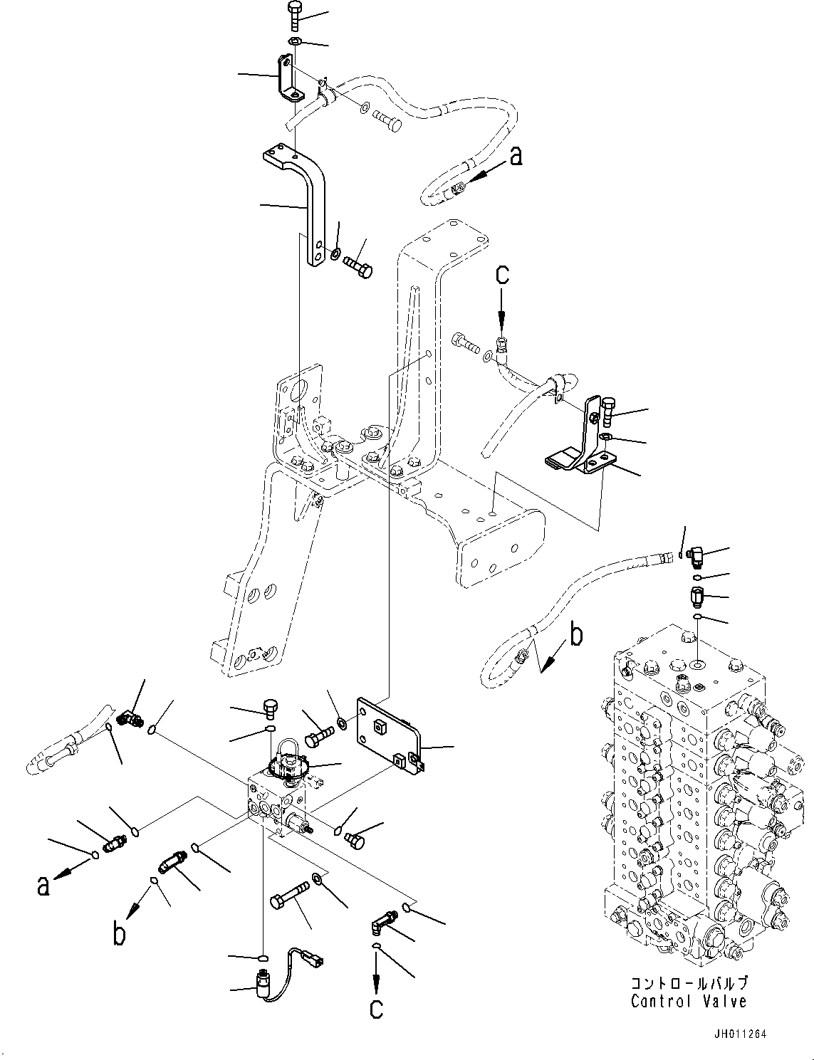 Komatsu parts book diagram for HB215LC-2 S/N 50001-UP: EPC VALVE PIPING, RELATED PARTS