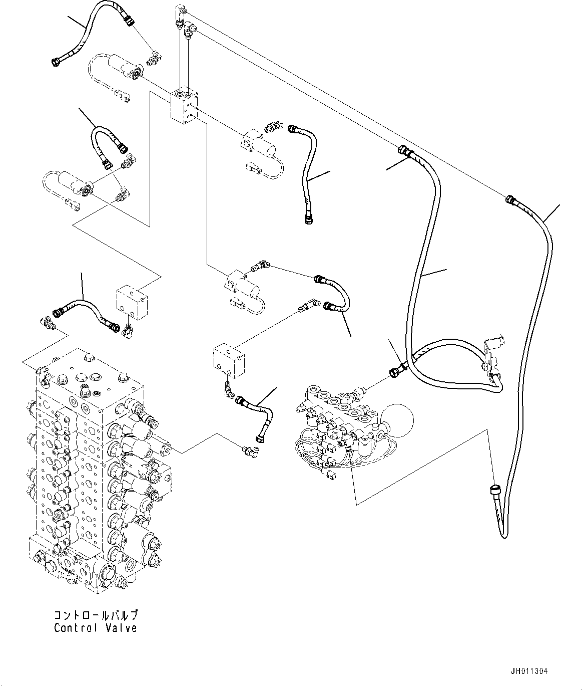 Komatsu parts book diagram for HB215LC-2 S/N 50001-UP: EPC VALVE PIPING, PIPING