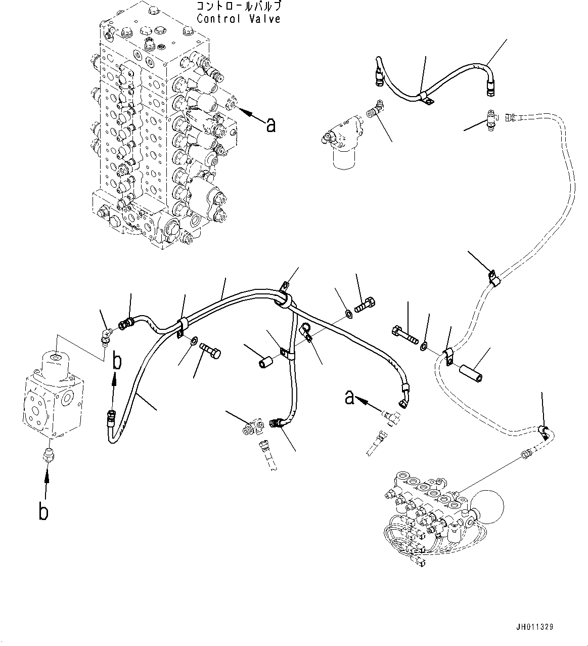 Komatsu parts book diagram for HB215LC-2 S/N 50001-UP: SOLENOID VALVE, DRAIN PIPING