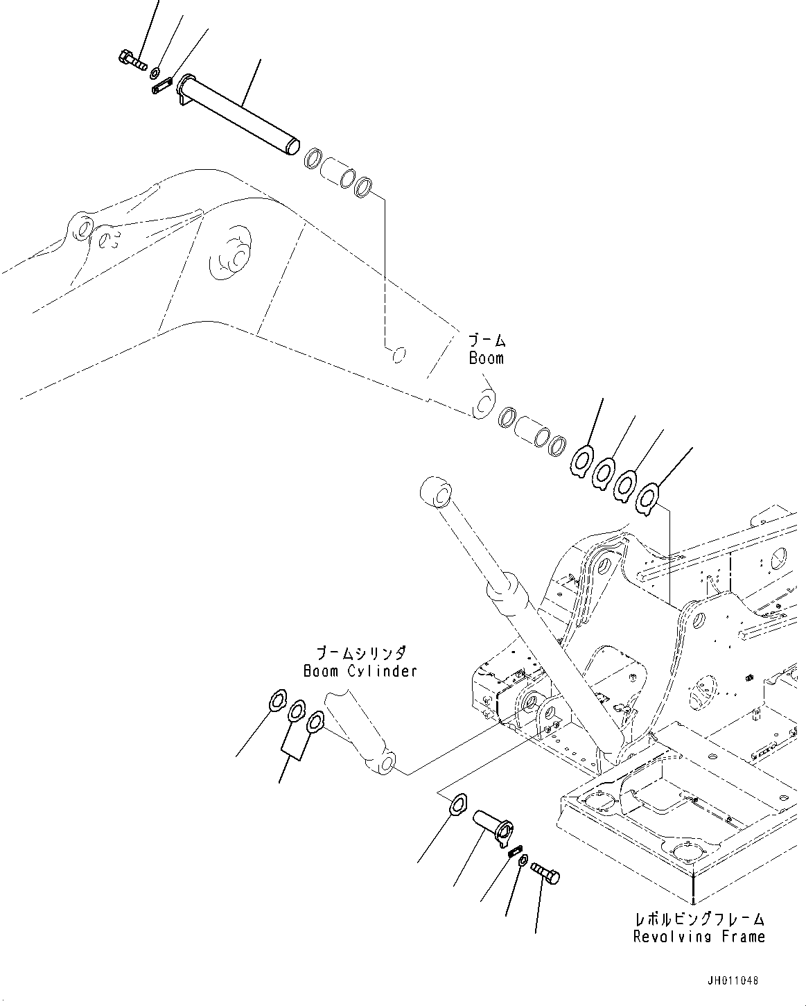 Komatsu parts book diagram for HB215LC-2 S/N 50001-UP: BOOM FOOT PIN