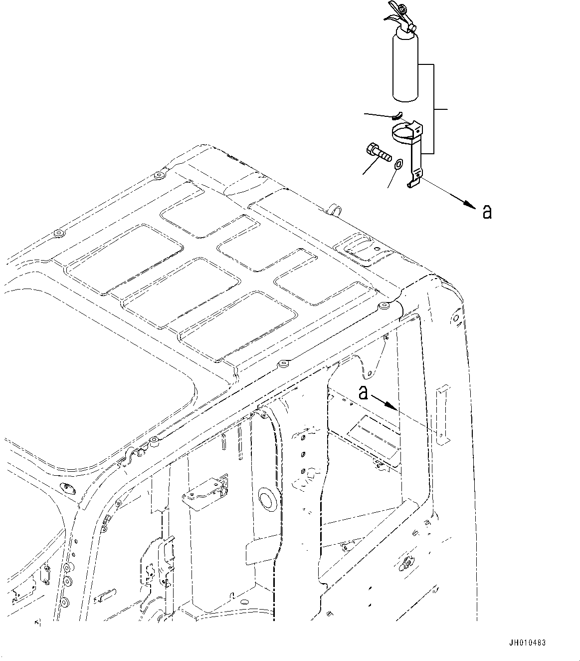Komatsu parts book diagram for HB215LC-2 S/N 50001-UP: FIRE EXTINGUISHER