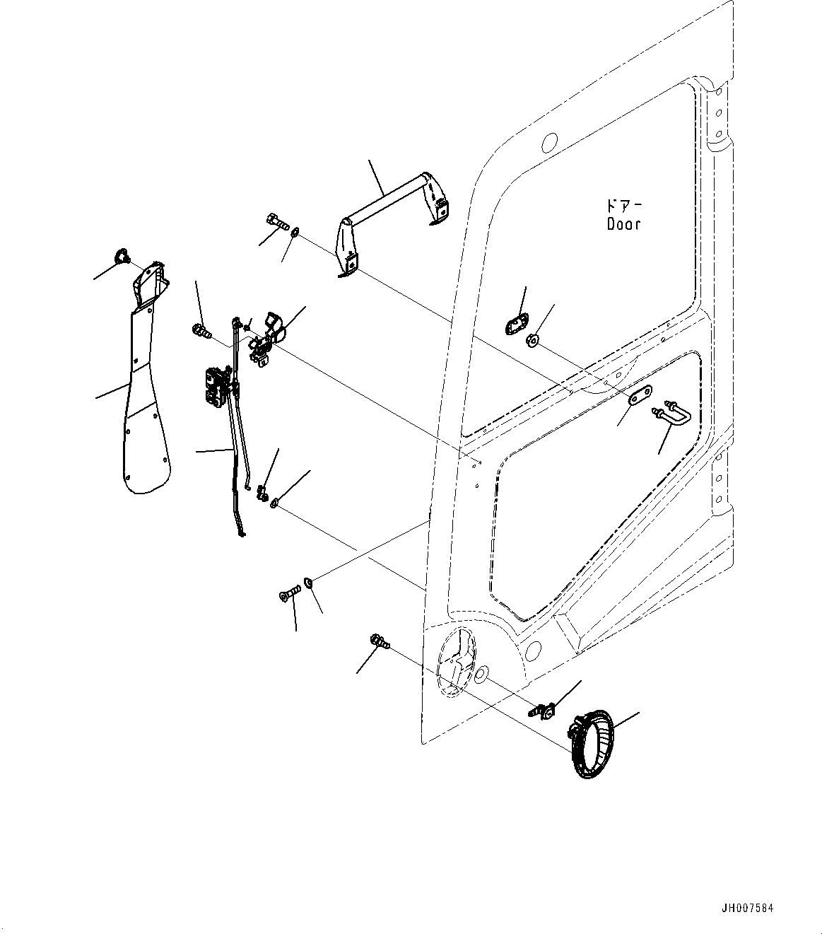 Komatsu parts book diagram for HB215LC-2 S/N 50001-UP: CAB, DOOR LOCK
