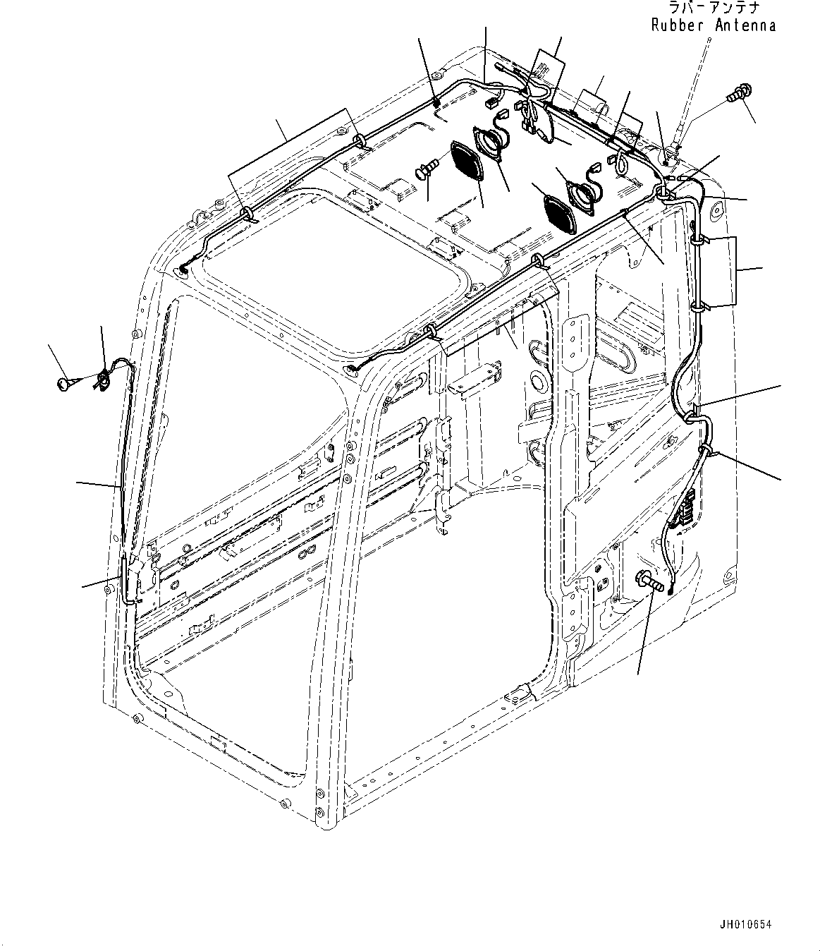 Komatsu parts book diagram for HB215LC-2 S/N 50001-UP: CAB, SPEAKER AND WINDOW WASHER