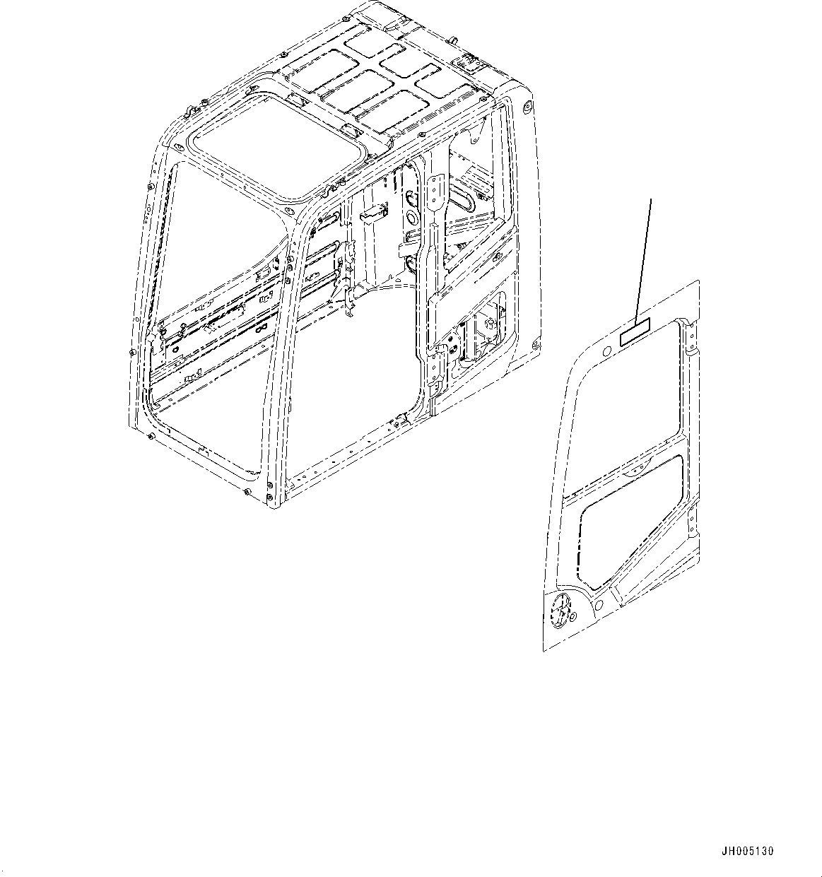 Komatsu parts book diagram for HB215LC-2 S/N 50001-UP: CAB, KOMATSU MARK