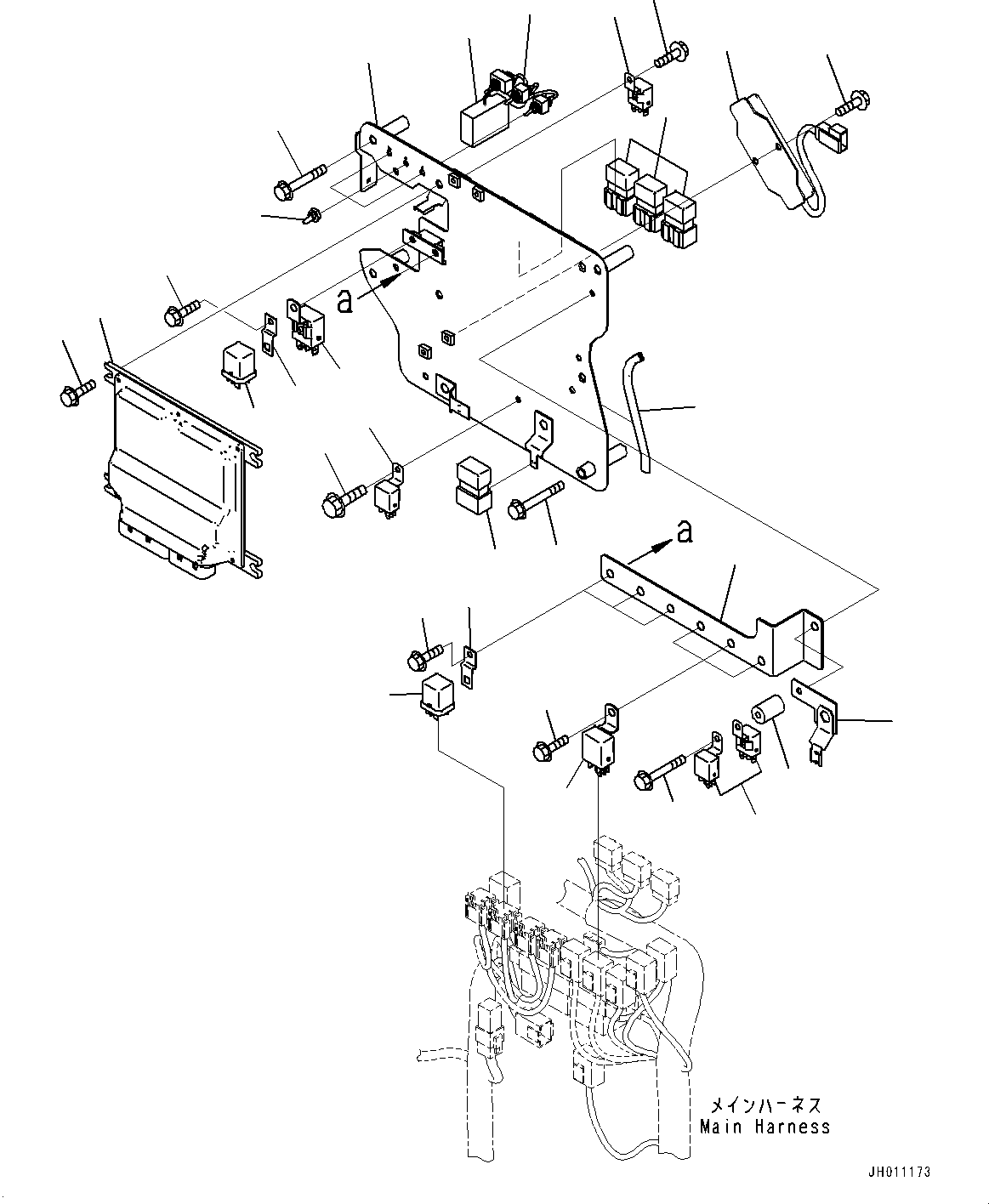 Komatsu parts book diagram for HB215LC-2 S/N 50001-UP: CAB, CAB IN PARTS, PUMP CONTROLLER AND RELAY