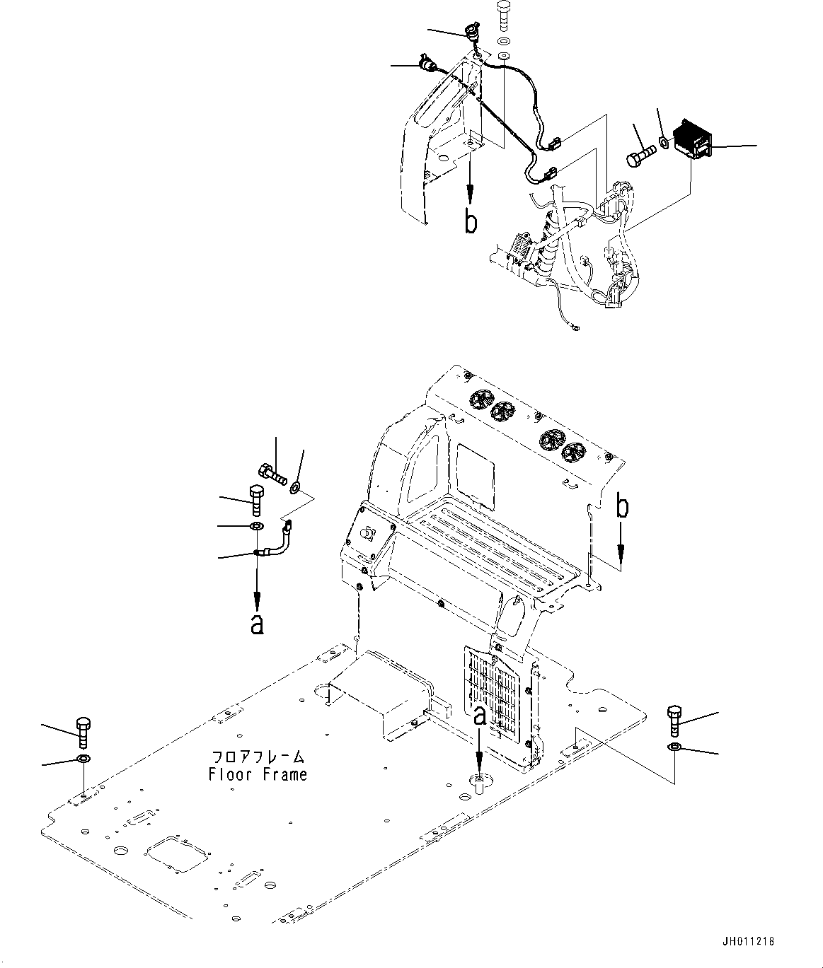 Komatsu parts book diagram for HB215LC-2 S/N 50001-UP: CAB, CAB IN PARTS, REAR COVER (2/2)