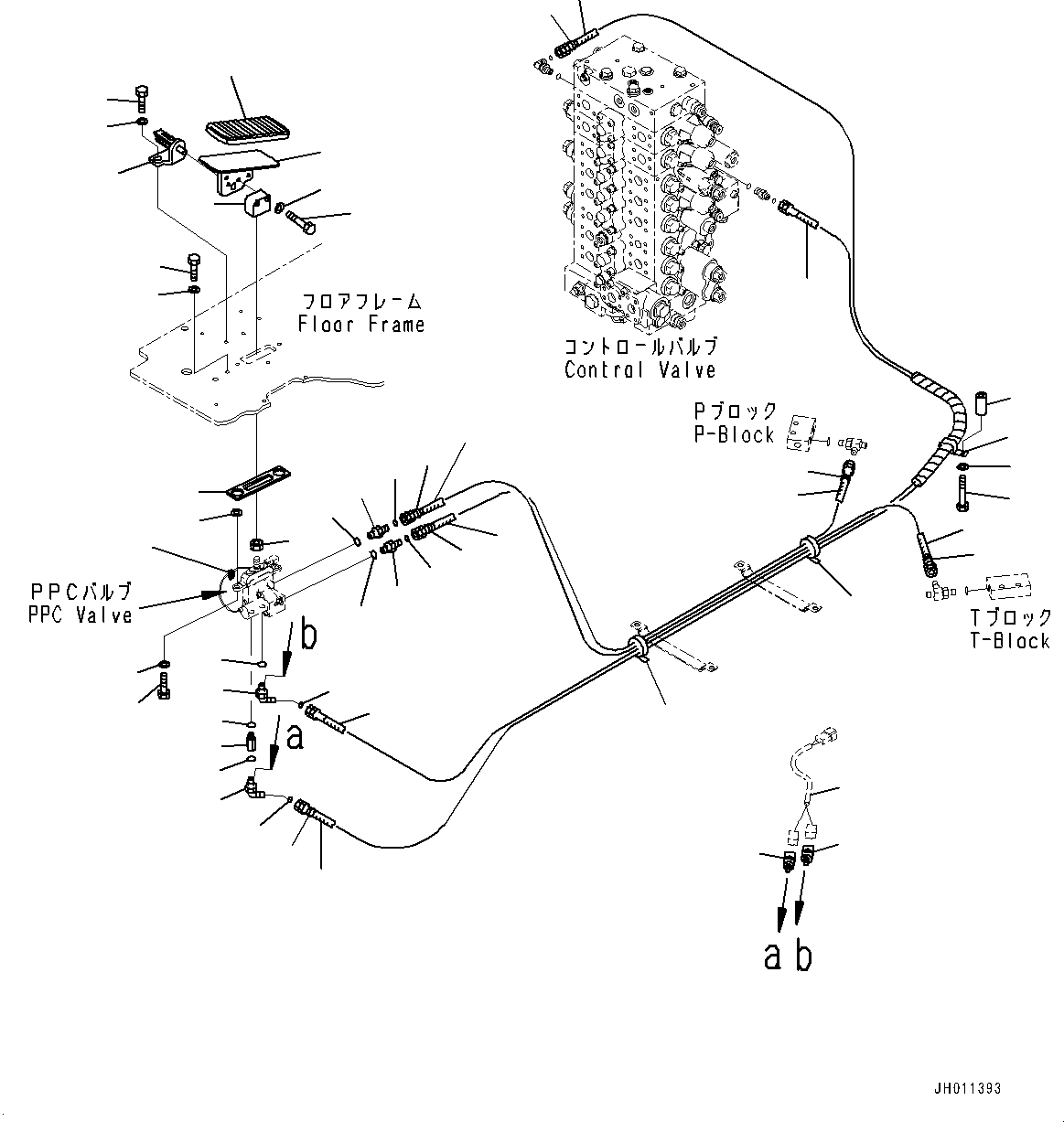 Komatsu parts book diagram for HB215LC-2 S/N 50001-UP: CAB, FLOOR, 1ST ATTACHMENT CONTROL