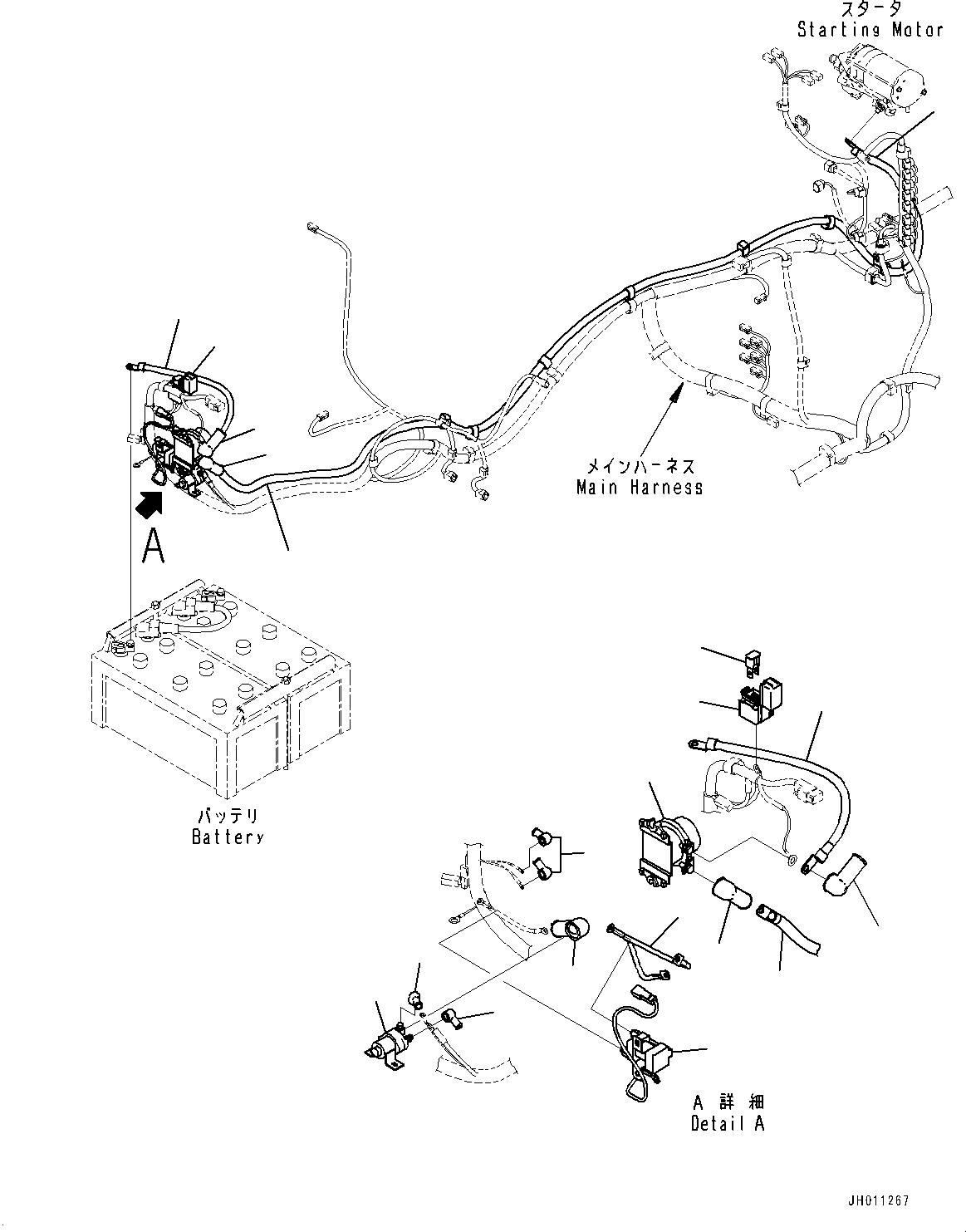 Komatsu parts book diagram for HB215LC-2 S/N 50001-UP: CAB, BATTERY CABLE