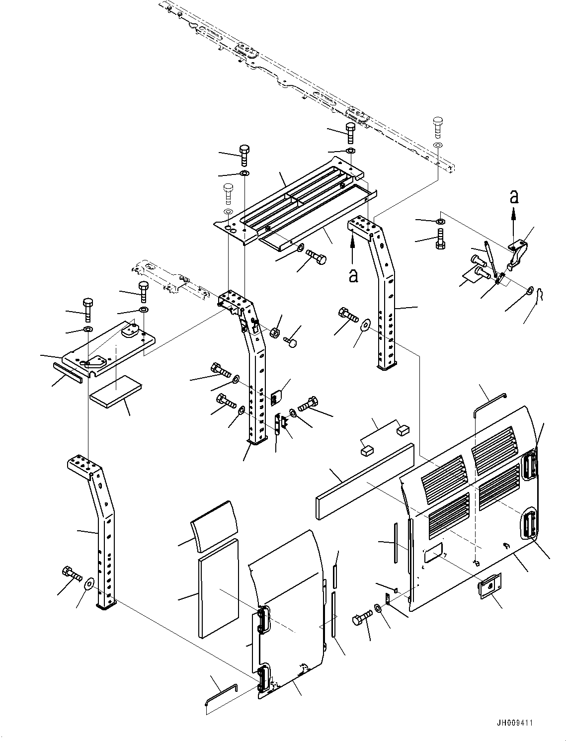 Komatsu parts book diagram for HB215LC-2 S/N 50001-UP: DOOR L.H., (1/2)