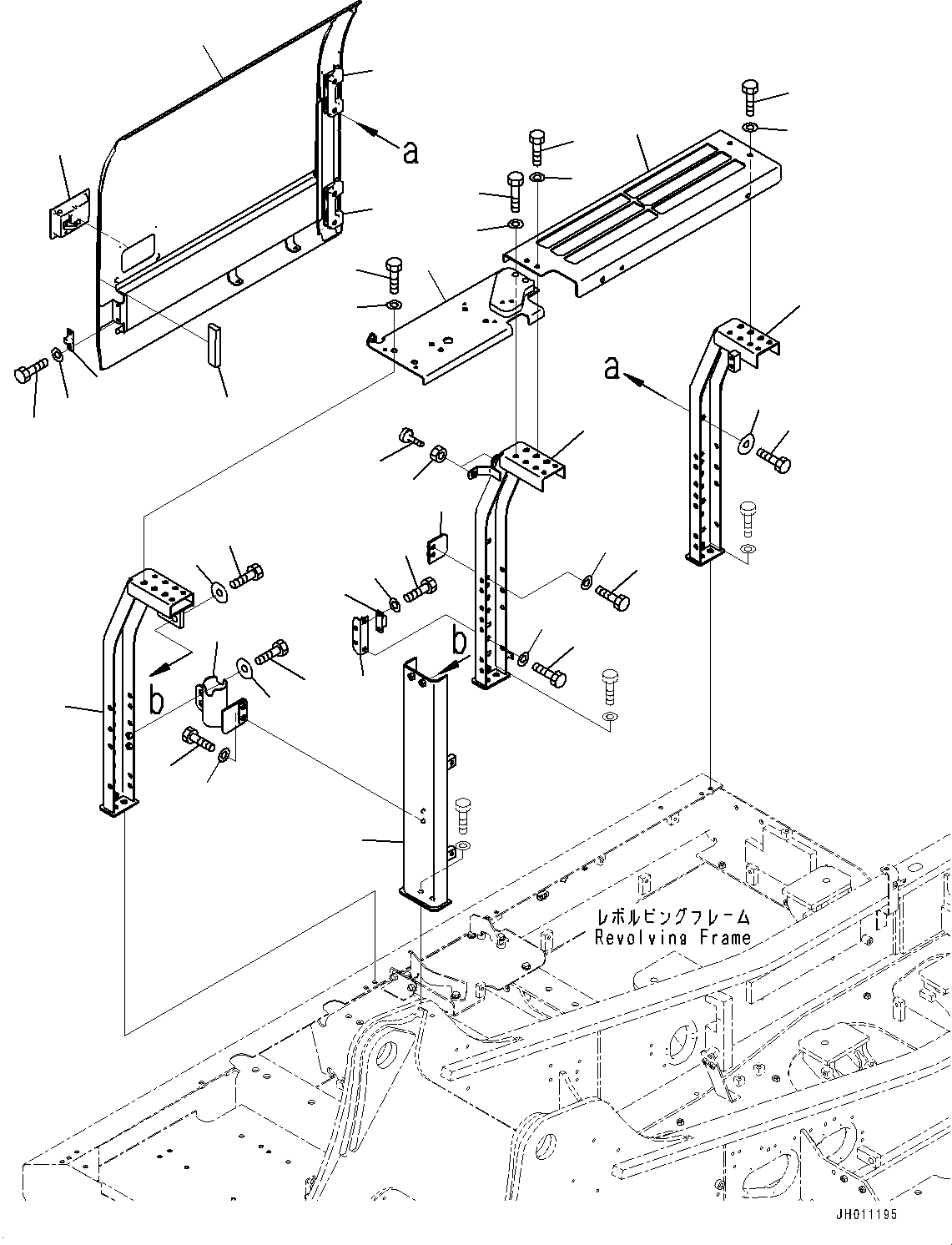 Komatsu parts book diagram for HB215LC-2 S/N 50001-UP: DOOR R.H., (1/2)