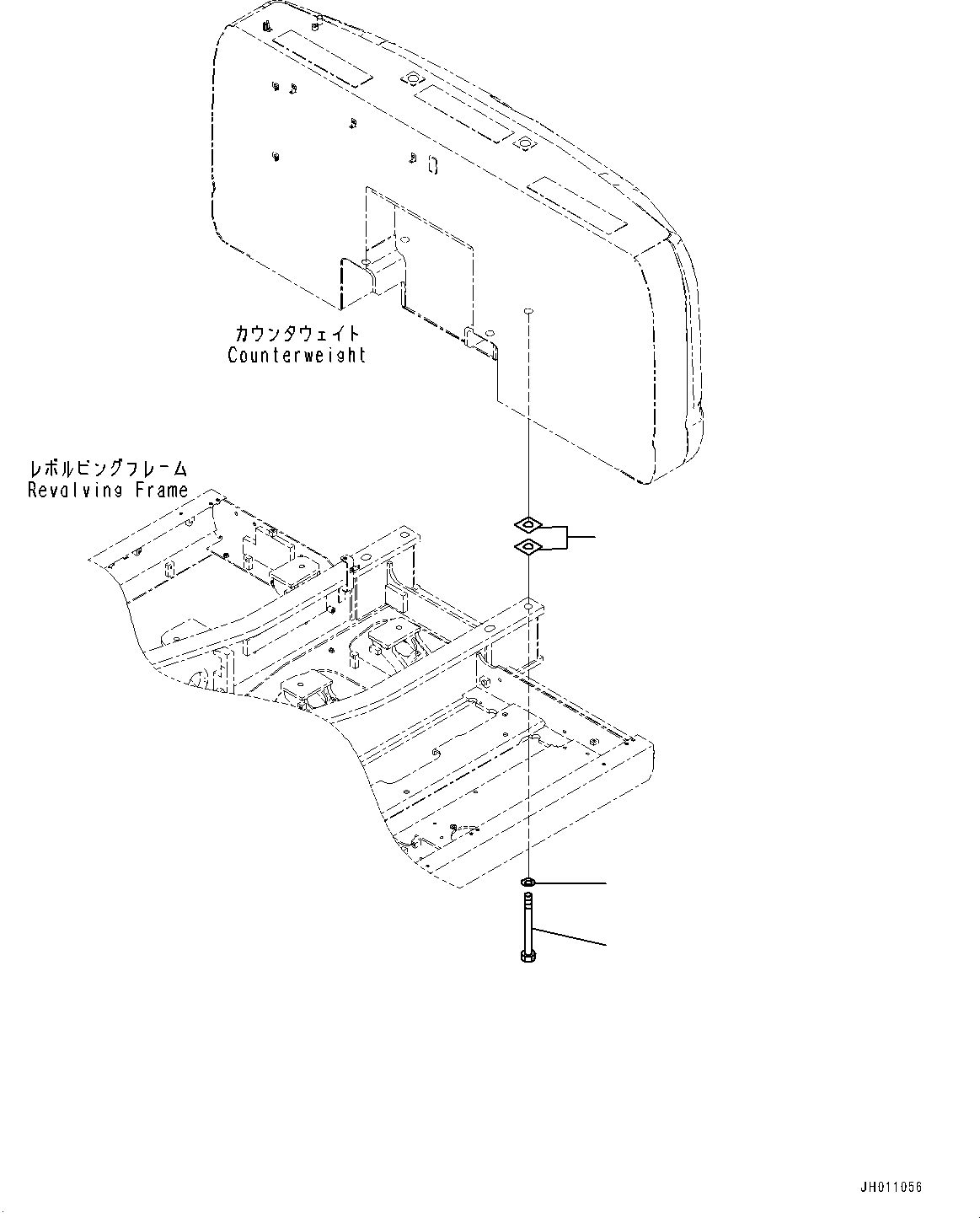 Komatsu parts book diagram for HB215LC-2 S/N 50001-UP: COUNTERWEIGHT MOUNTING