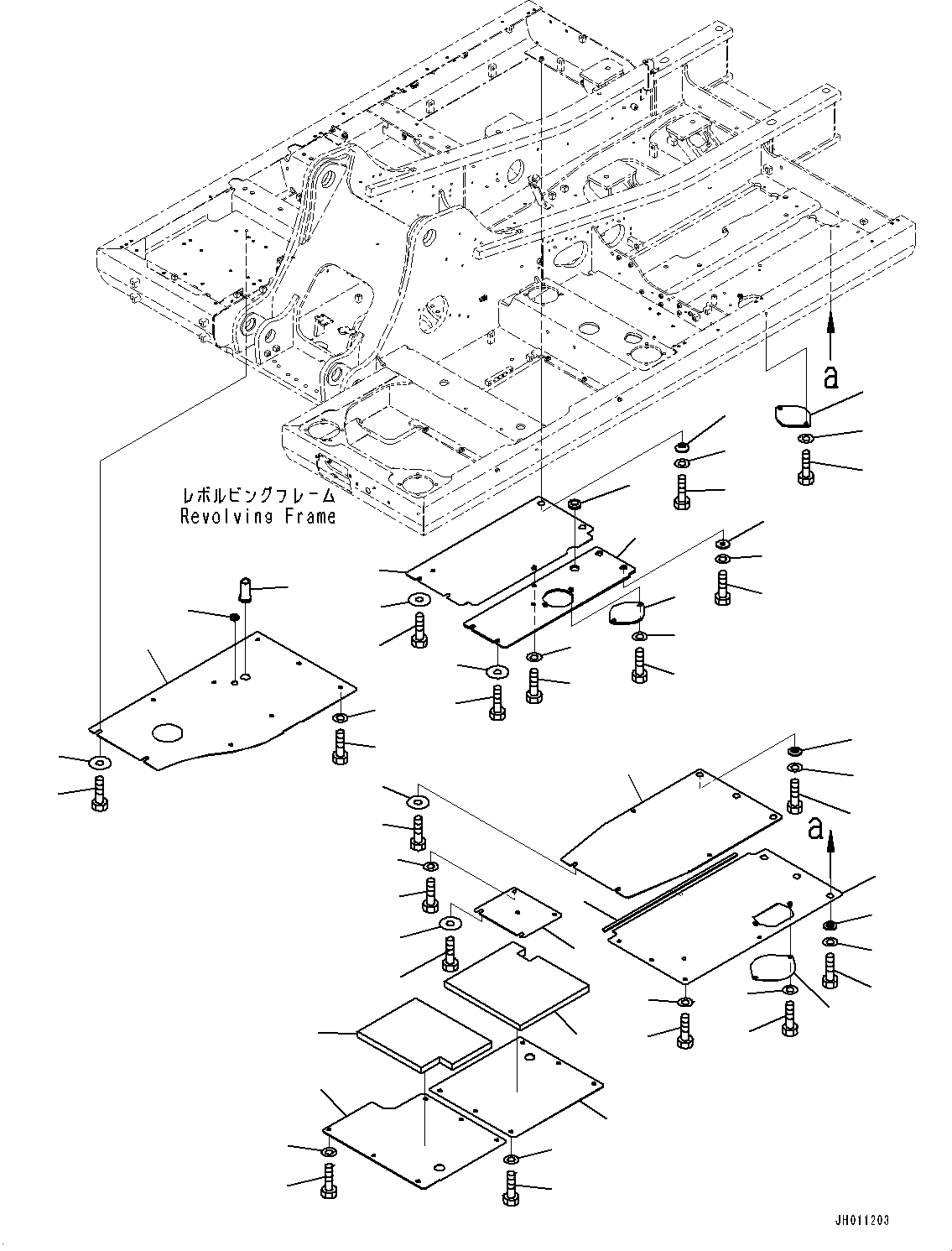 Komatsu parts book diagram for HB215LC-2 S/N 50001-UP: UNDER COVER