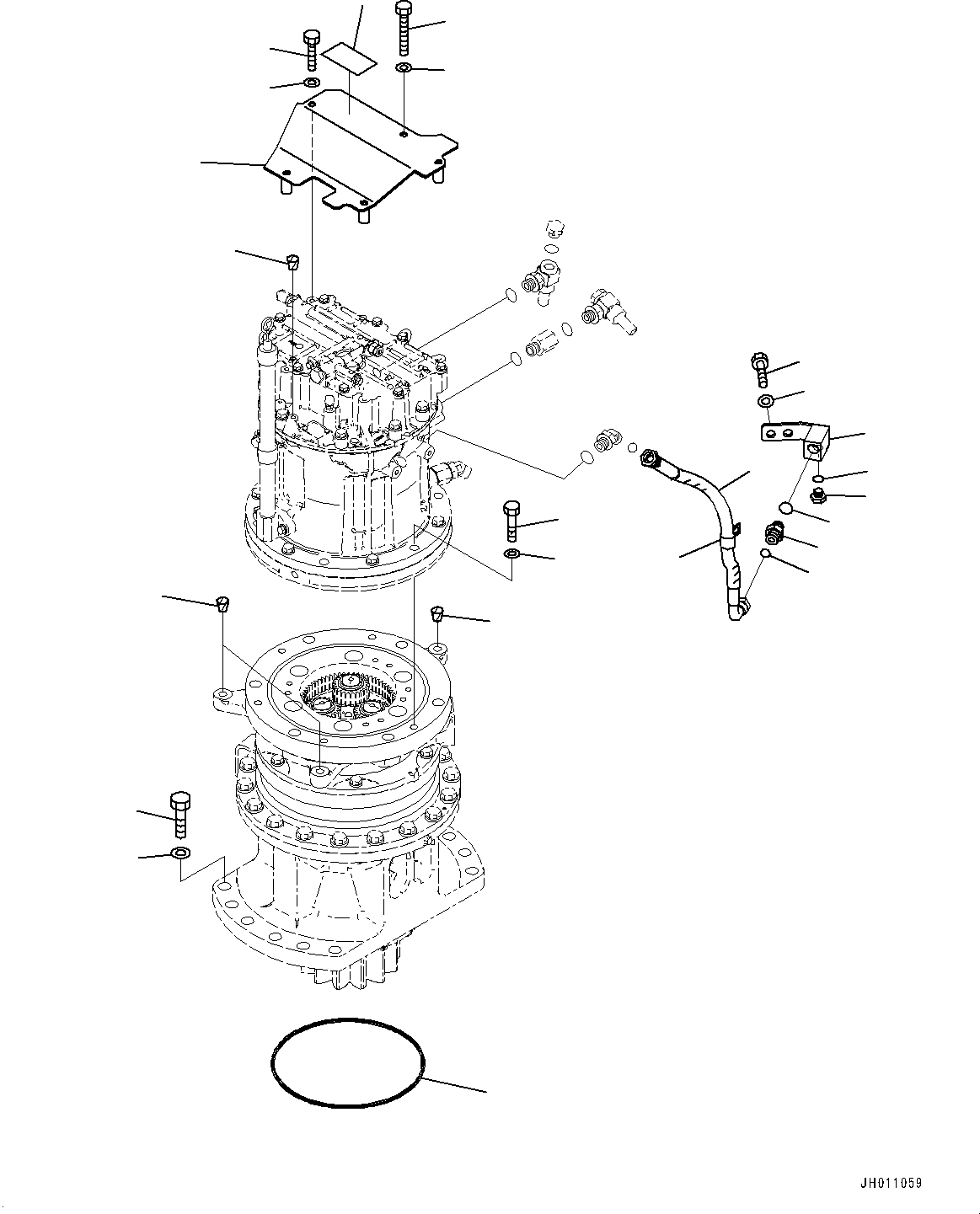 Komatsu parts book diagram for HB215LC-2 S/N 50001-UP: SWING MACHINERY AND MOTOR, MOTOR DRAIN