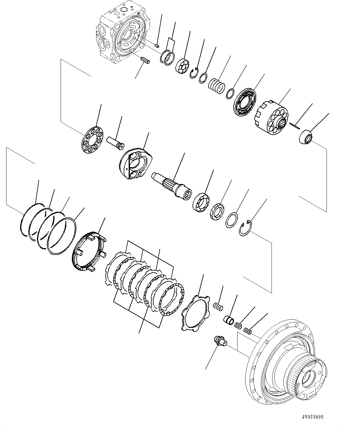 Komatsu parts book diagram for HB215LC-2 S/N 50001-UP: TRAVEL MOTOR AND FINAL DRIVE, TRAVEL MOTOR , R.H. (2/2)