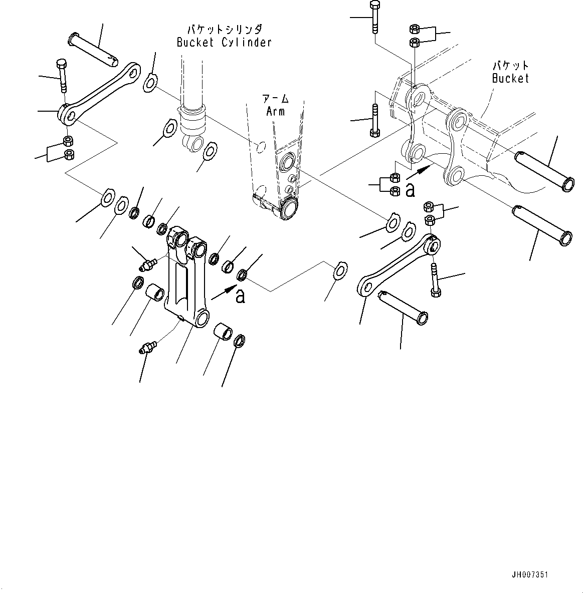 Komatsu parts book diagram for HB215LC-2 S/N 50001-UP: ARM, BUCKET LINK