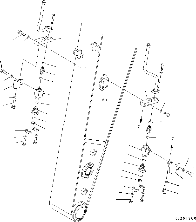 Komatsu parts book diagram for HB215LC-2 S/N 50001-UP: ARM, ADDITIONAL PIPING (2/3)