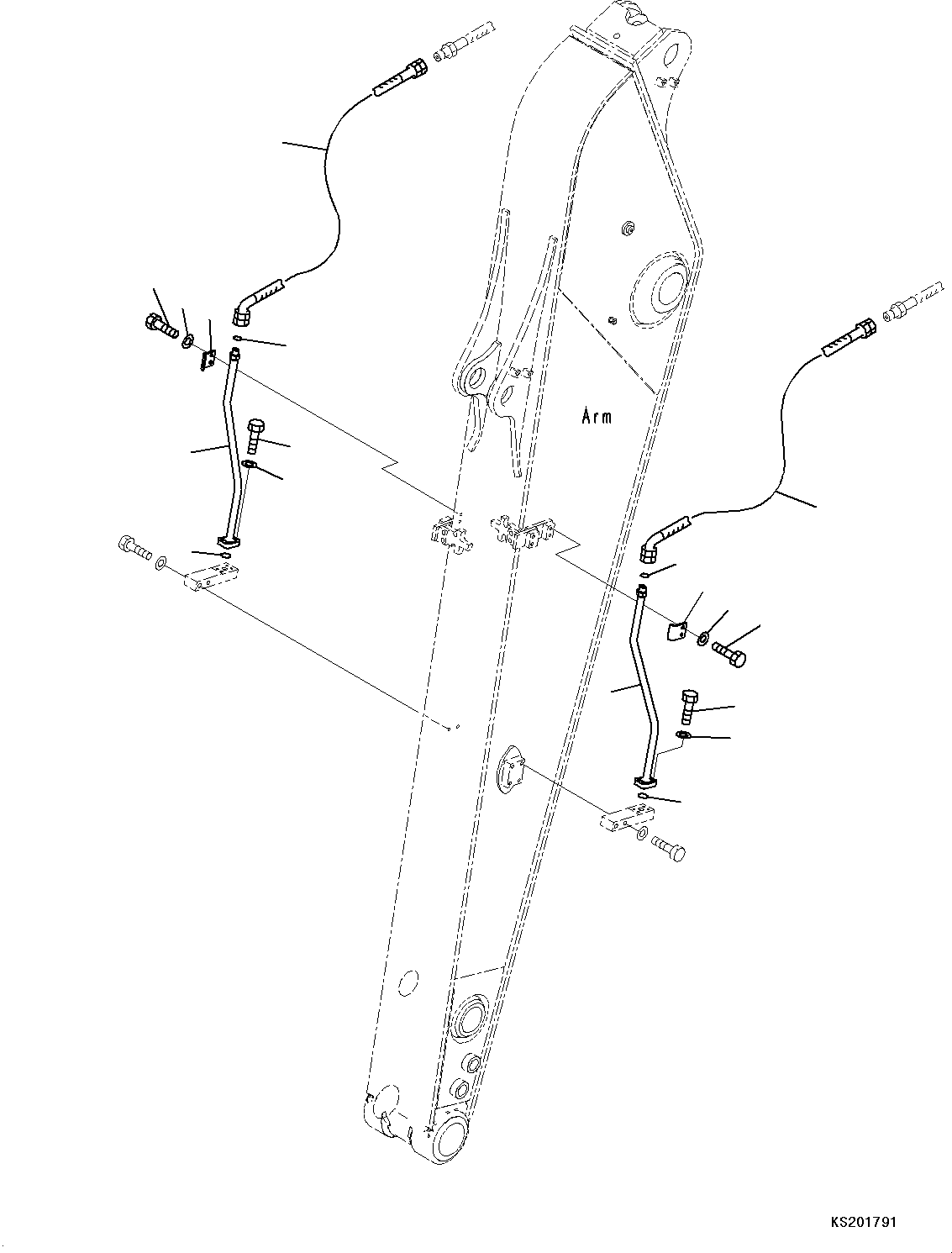 Komatsu parts book diagram for HB215LC-2 S/N 50001-UP: ARM, ADDITIONAL PIPING (3/3)