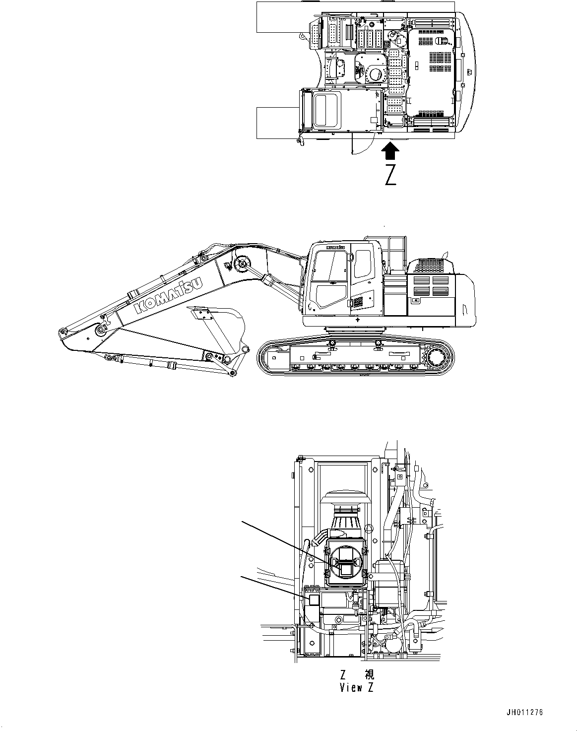 Komatsu parts book diagram for HB215LC-2 S/N 50001-UP: PLATES, AIR CLEANER