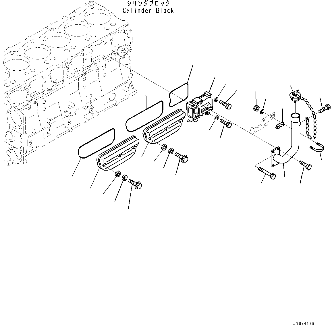 Engines Komatsu / SA6D140-2C S/N 40713-UP (For D355C-3)(0000806c) / Cam Follower Cover (#40713-)(B005001 : A2060-002001)
