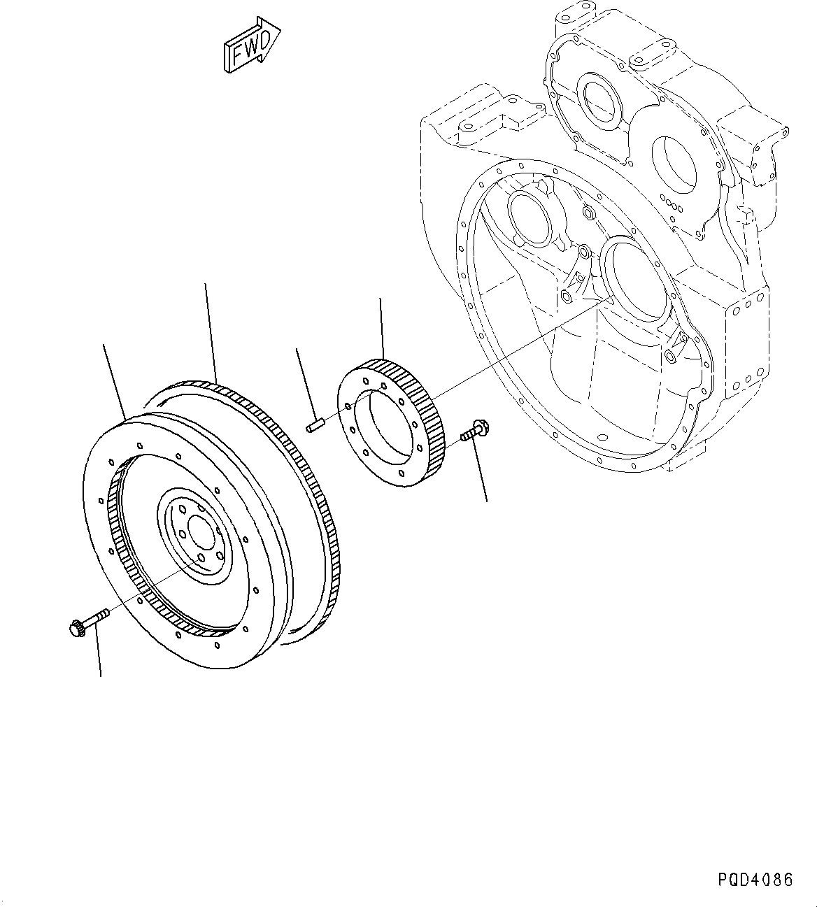 Engines Komatsu / SA6D140-2C S/N 40713-UP (For D355C-3)(0000806c) / Flywheel (#40713-)(B009001 : A2230-001001)