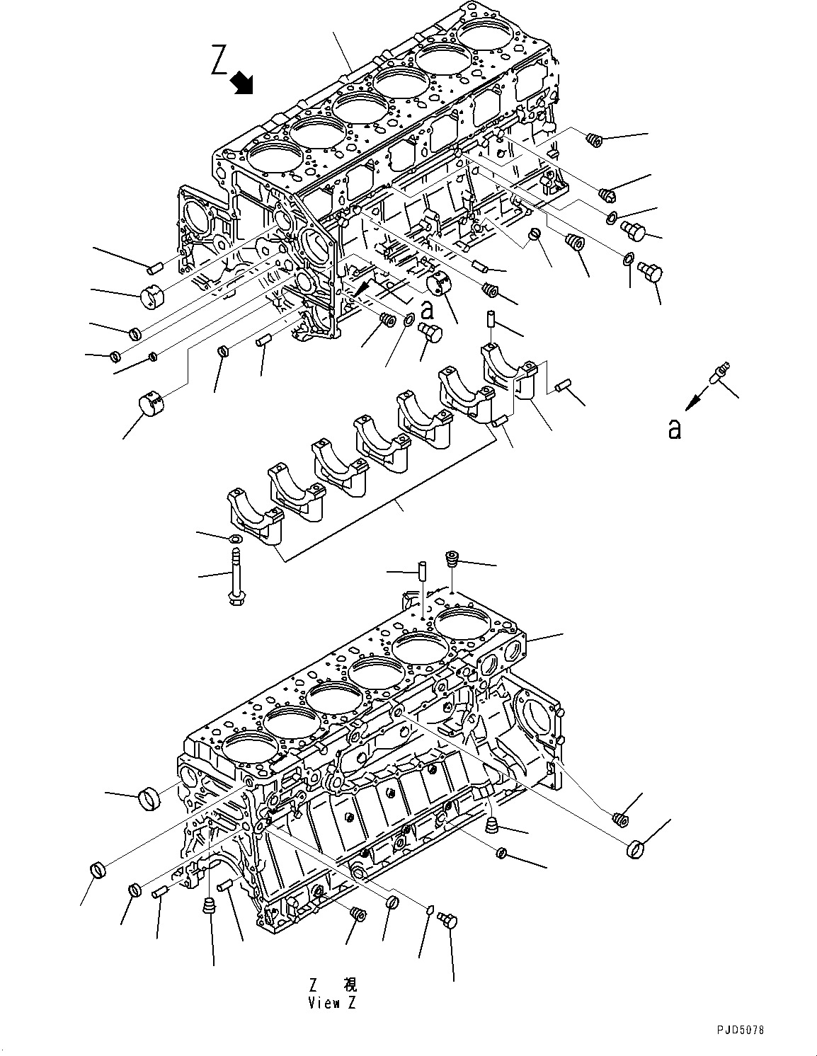 Engines Komatsu / SA6D140-2C S/N 40713-UP (For D355C-3)(0000806c) / Cylinder Block (#40713-)(B012001 : A2010-001001)