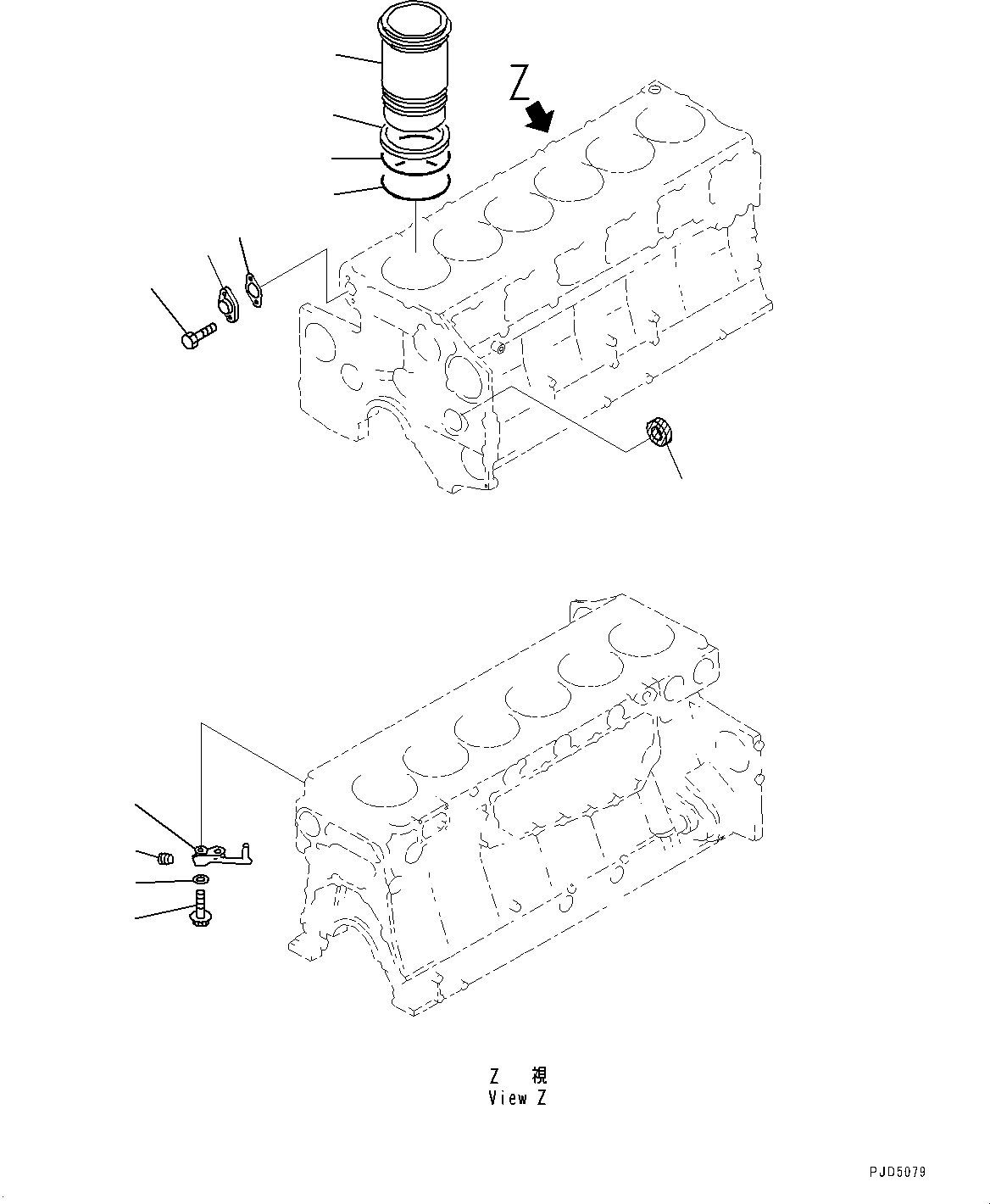 Engines Komatsu / SA6D140-2C S/N 40713-UP (For D355C-3)(0000806c) / Cylinder Block, Liner (#40713-)(B012002 : A2010-001002)