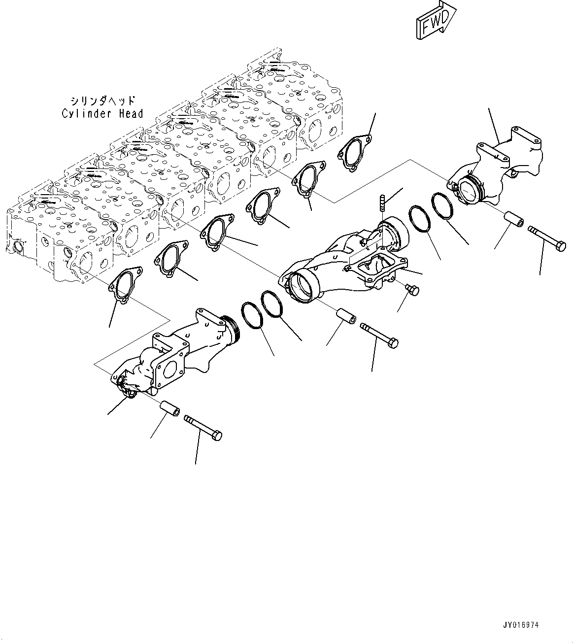 Engines Komatsu / SAA6D125E-7A S/N 860001-UP (For PC490LC-11/PC490LCI-11)(0000814c) / Exhaust Manifold (#860001-)(A005001 : A1510-001001)