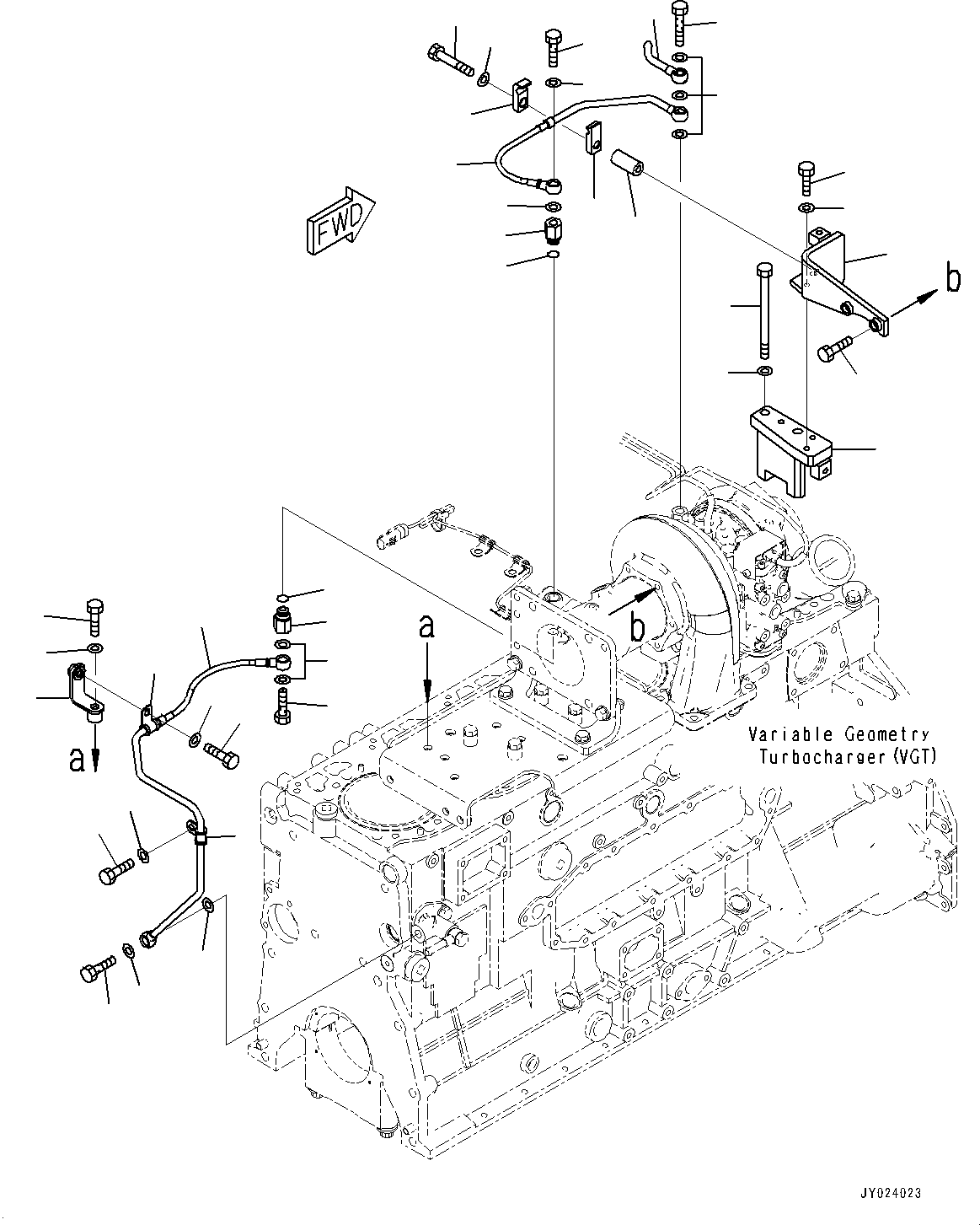 Engines Komatsu / SAA6D125E-7A S/N 860001-UP (For PC490LC-11/PC490LCI-11)(0000814c) / Variable Geometry Turbocharger (VGT), Water Piping (#860001-861242)(A006003 : A1530-001003)
