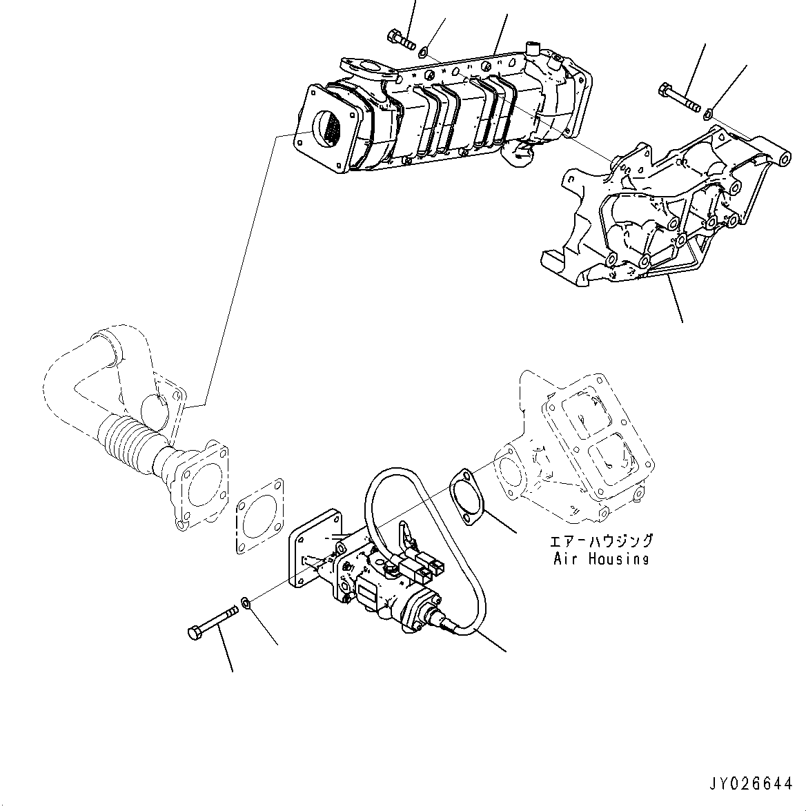 Engines Komatsu / SAA6D125E-7A S/N 860001-UP (For PC490LC-11/PC490LCI-11)(0000814c) / Exhaust Gas Re-circulation (EGR) Valve, EGR Valve and Cooler Mounting (#860001-861242)(A009001 : A1550-001001)