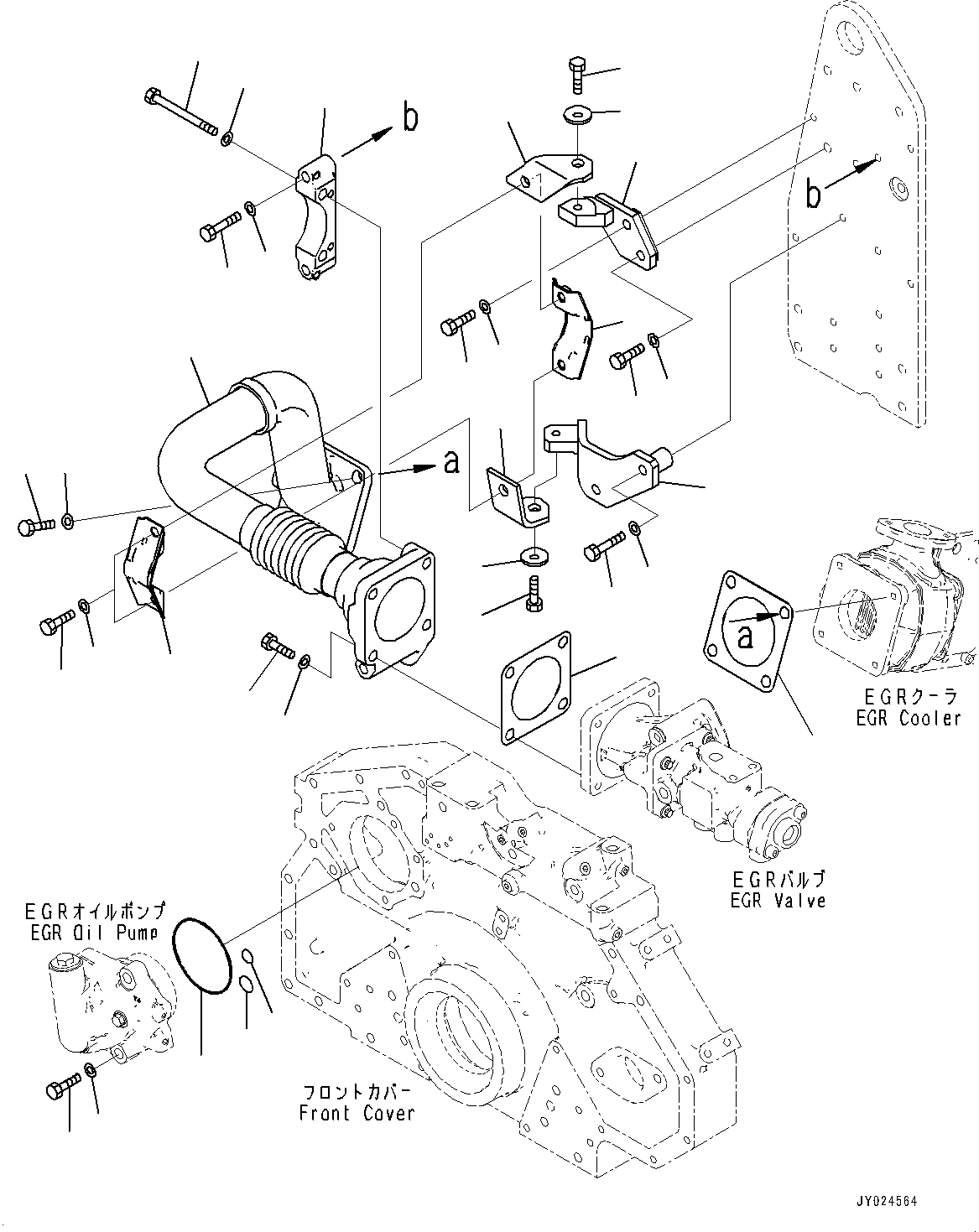 Engines Komatsu / SAA6D125E-7A S/N 860001-UP (For PC490LC-11/PC490LCI-11)(0000814c) / Exhaust Gas Re-circulation (EGR) Valve, EGR Piping and Cooler (#860001-861242)(A009003 : A1550-001003)