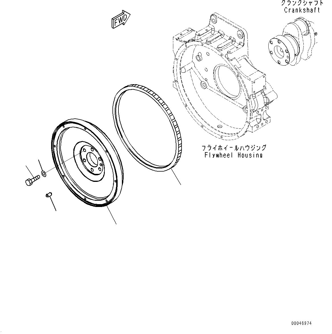 Engines Komatsu / SAA6D125E-7A S/N 860001-UP (For PC490LC-11/PC490LCI-11)(0000814c) / Flywheel (#860001-)(B006001 : A2230-001001)