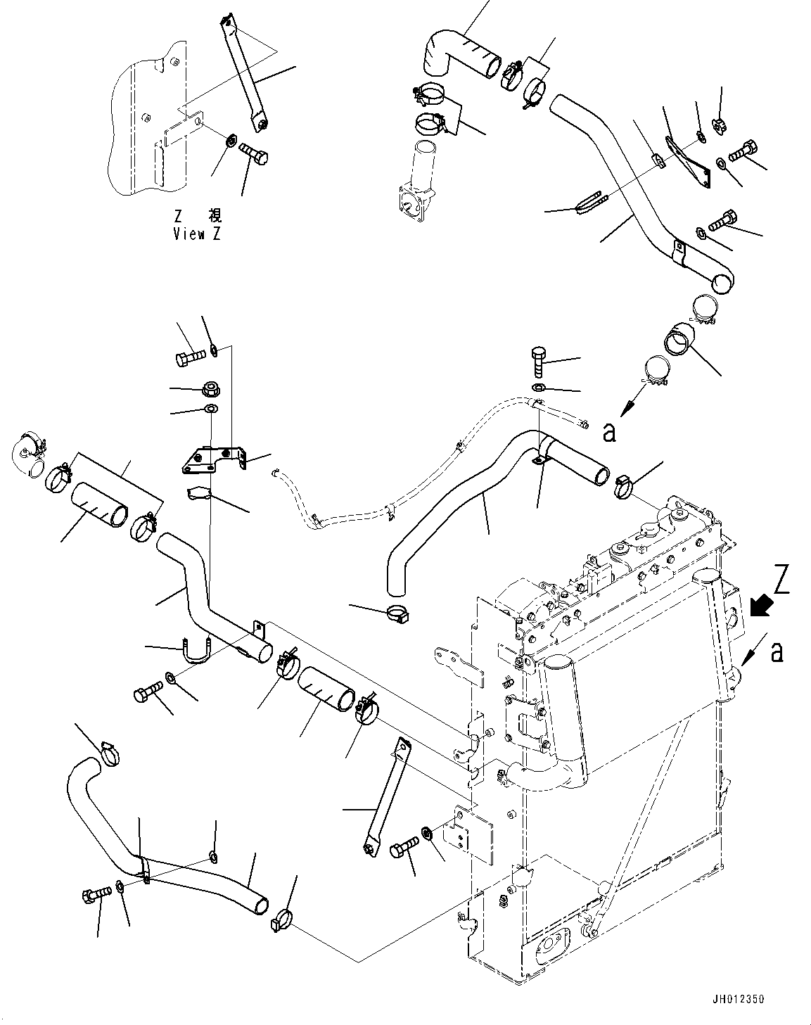 Komatsu parts book diagram for PC240LC-11 S/N 95001-UP: COOLING SYSTEM, AFTERCOOLER AND RADIATOR PIPING (#95001-)