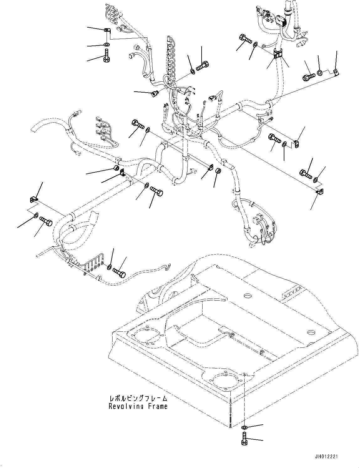 Komatsu parts book diagram for PC240LC-11 S/N 95001-UP: ELECTRIC WIRING HARNESS, MAIN WIRING HARNESS CLAMP (1/4) (#95001-)