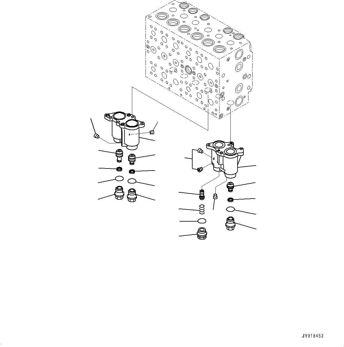 Komatsu parts book diagram for PC240LC-11 S/N 95001-UP: CONTROL VALVE, INNER PARTS (2/21) (#95001-)